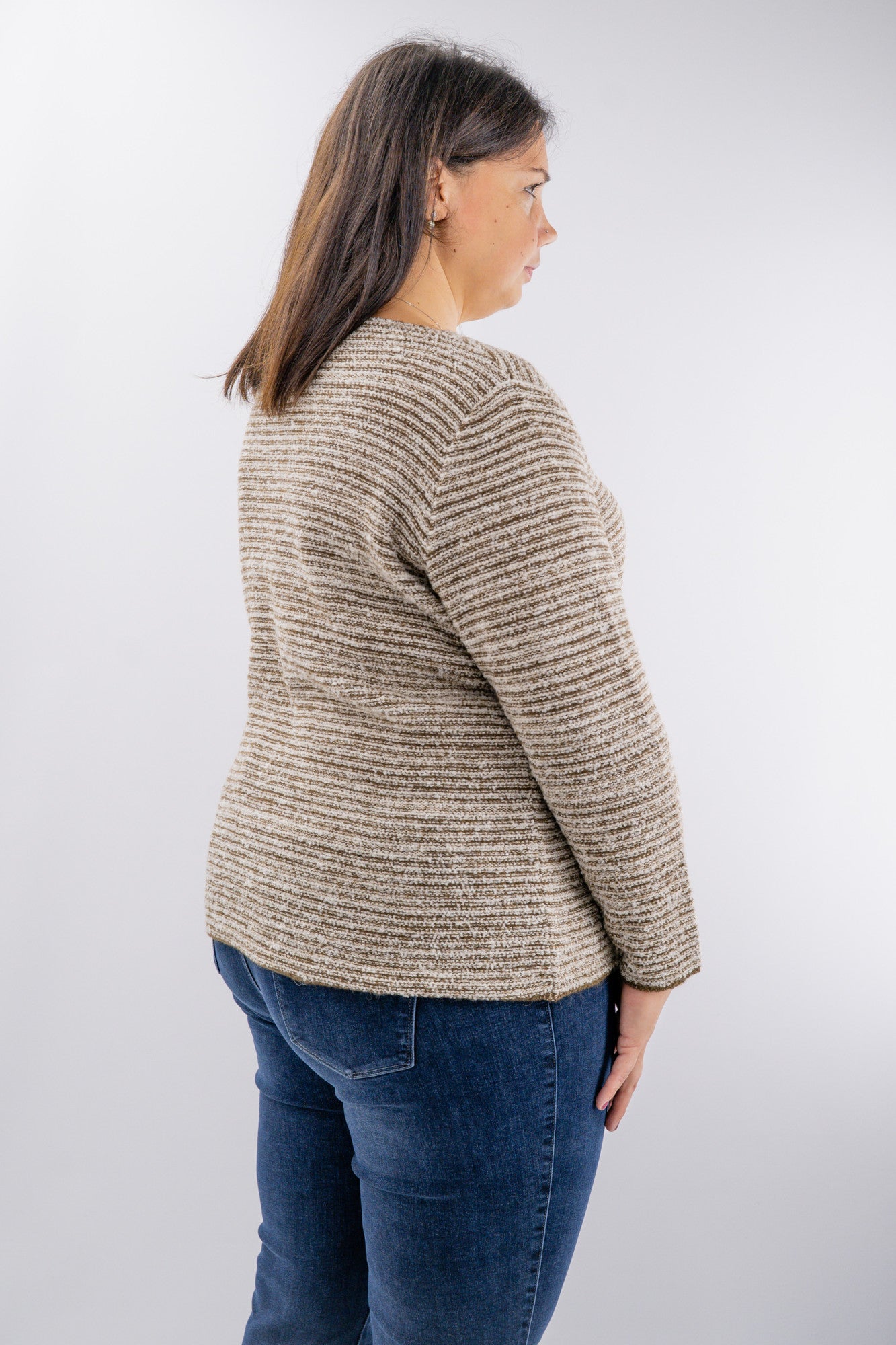 Maglione in filato mélange rigato con lurex