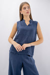 Blusa smanicata in lino