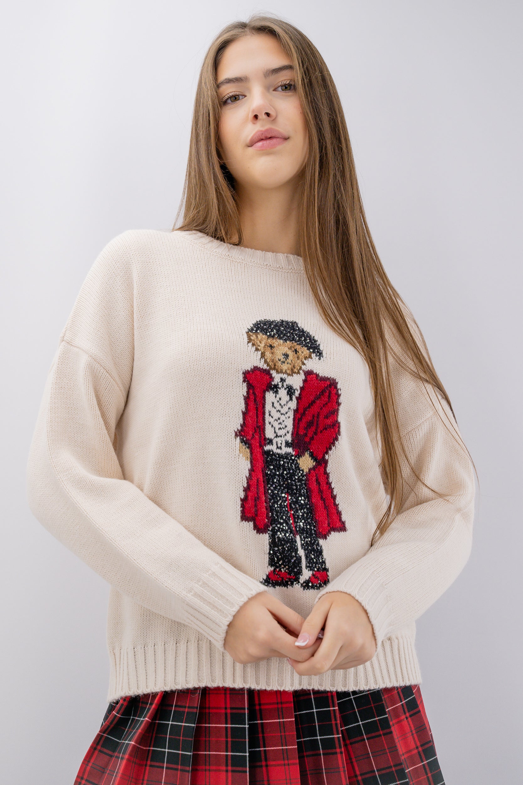 Maglione morbido con orsetto chic