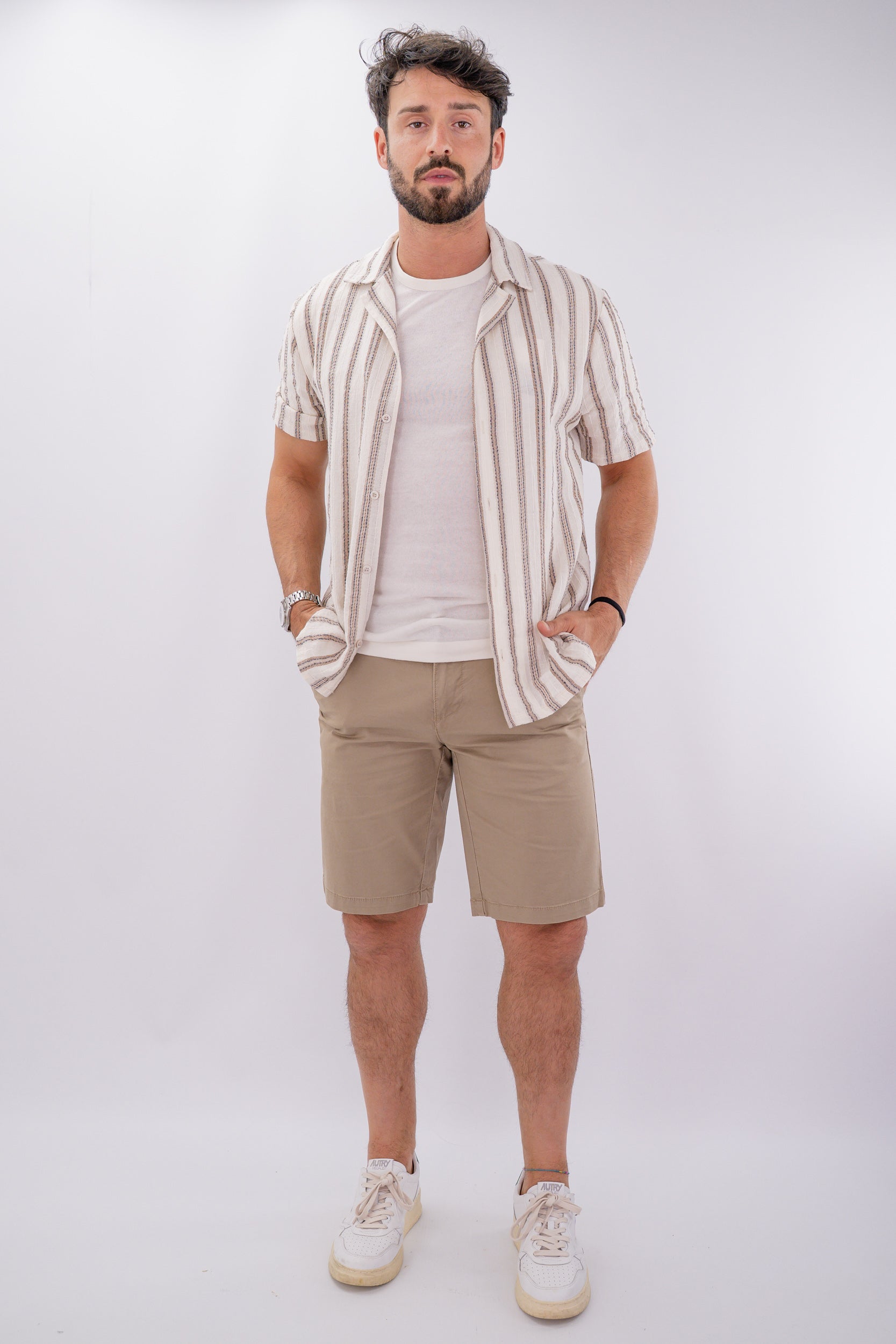 Camicia mezza manica a righe
