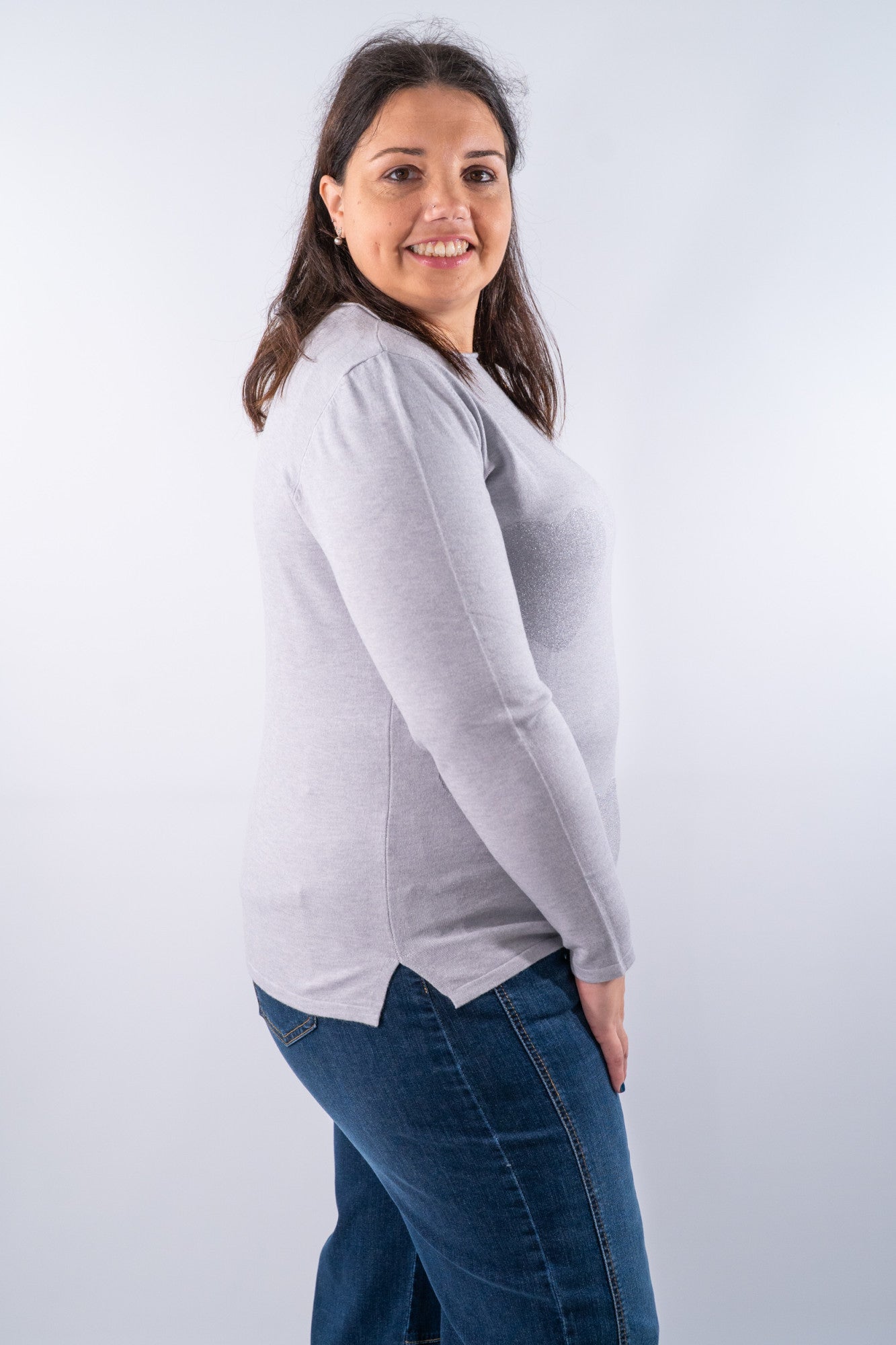 Girocollo ampio con cuori in lurex