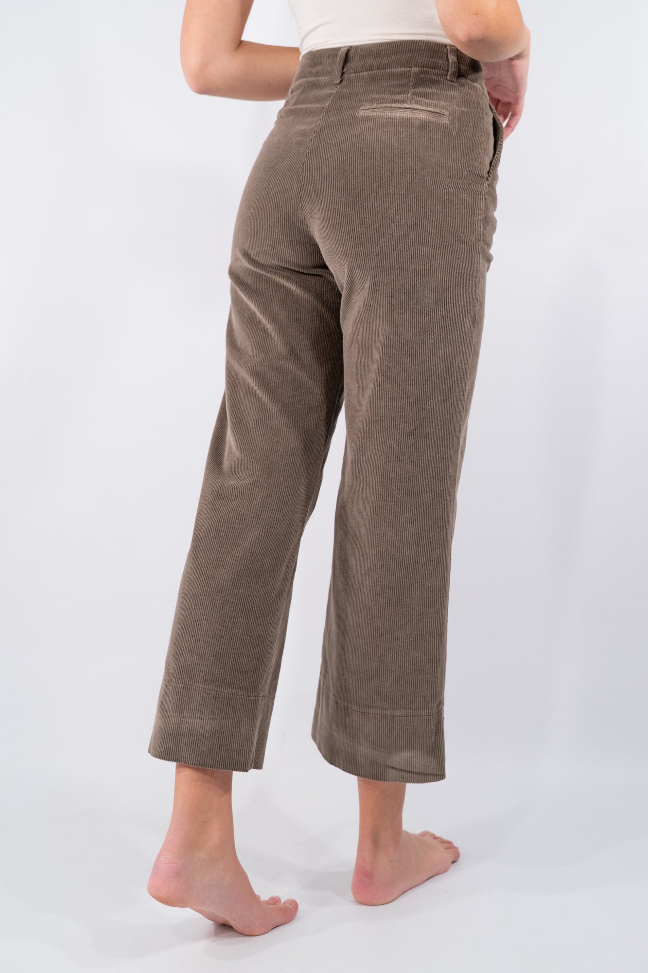 Pantalone palazzo cropped in velluto a coste