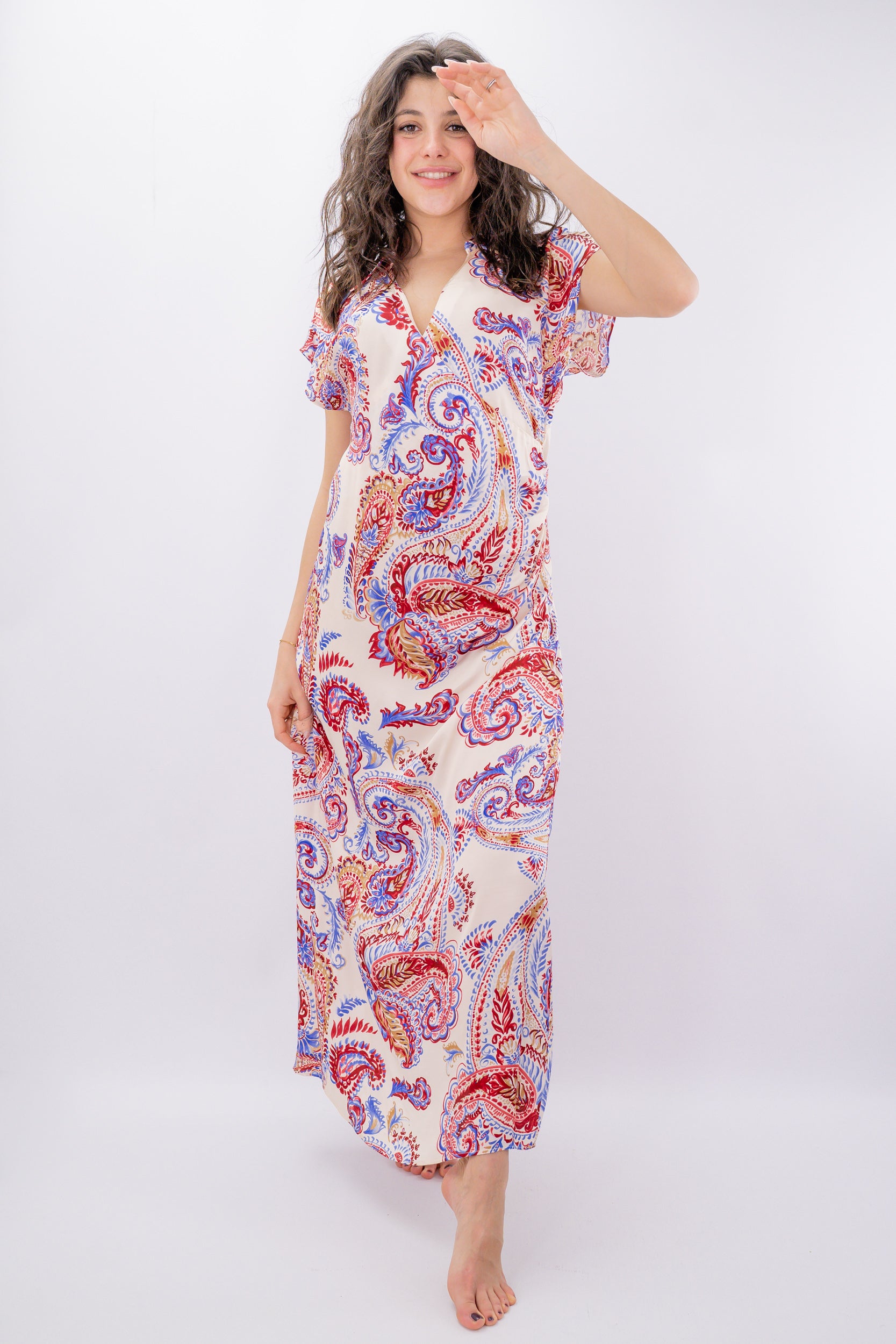 Abito lungo con fantasia paisley