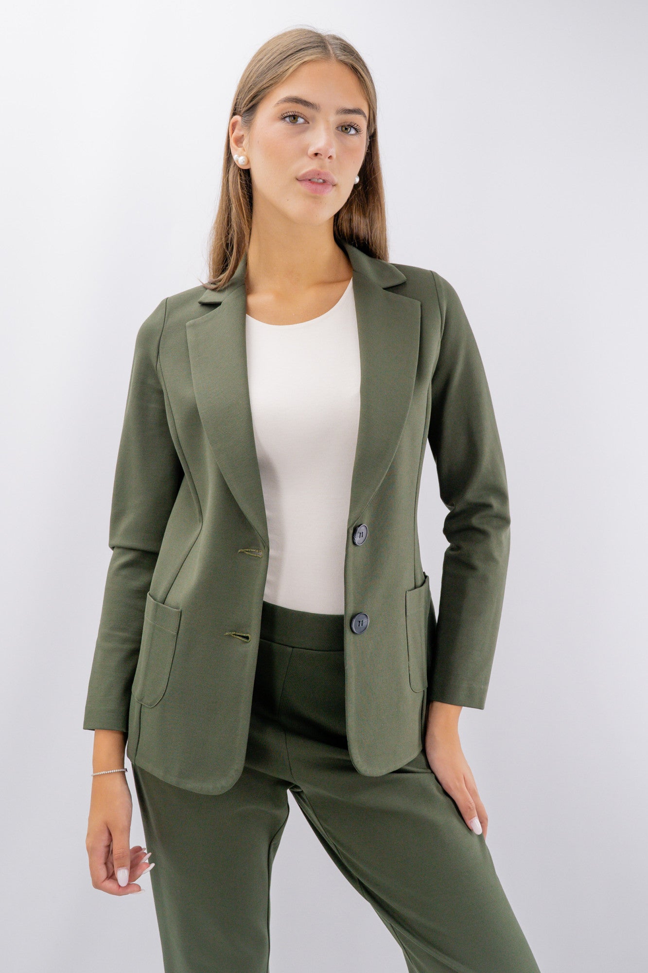 Blazer monopetto sfoderato in punto roma