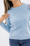 Maglia girocollo con dettagli floreali ricamati