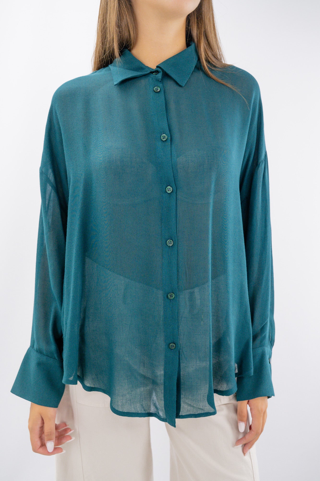 Camicia over in viscosa e lana