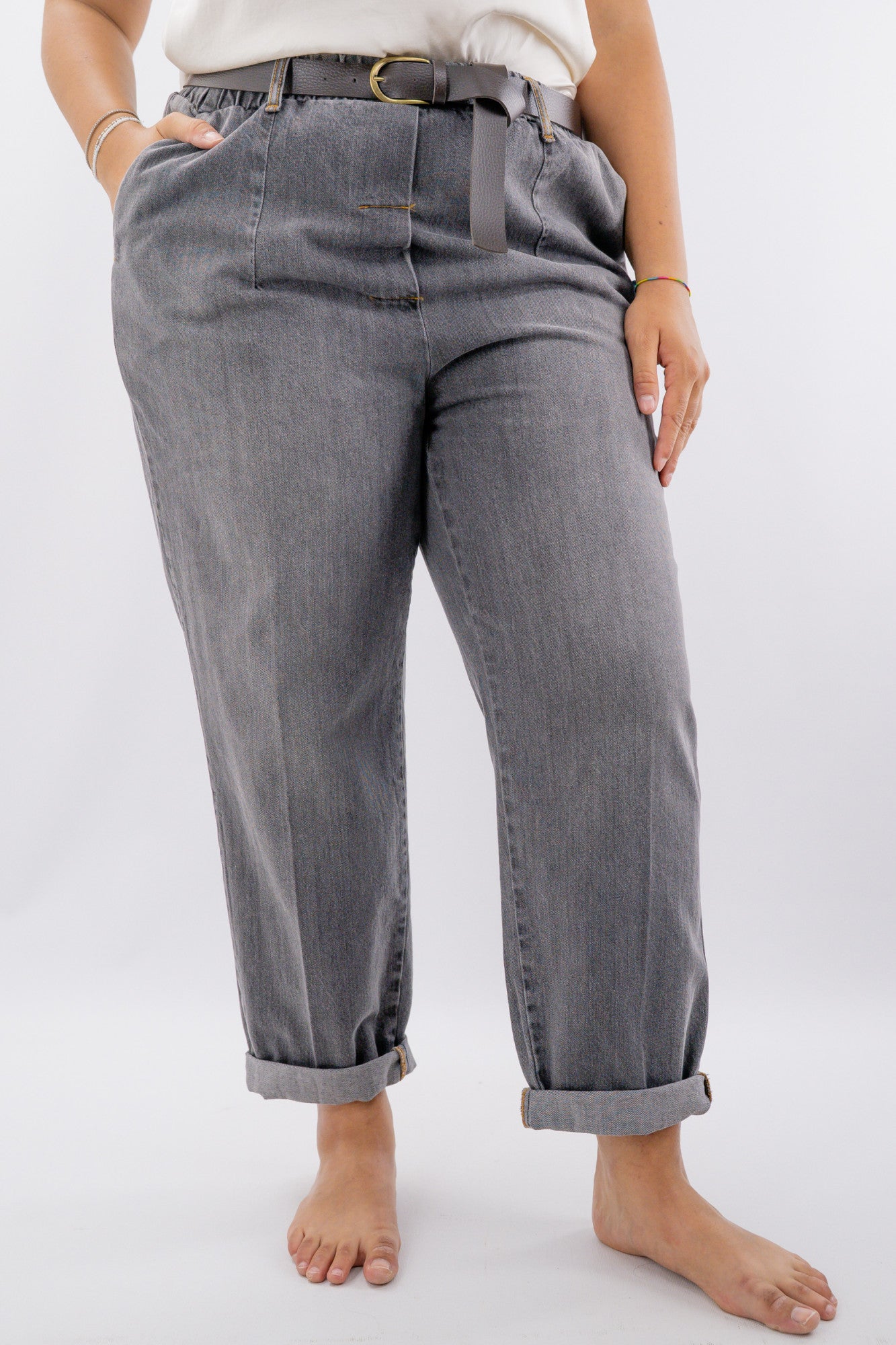 Jeans grigio delave' oversize