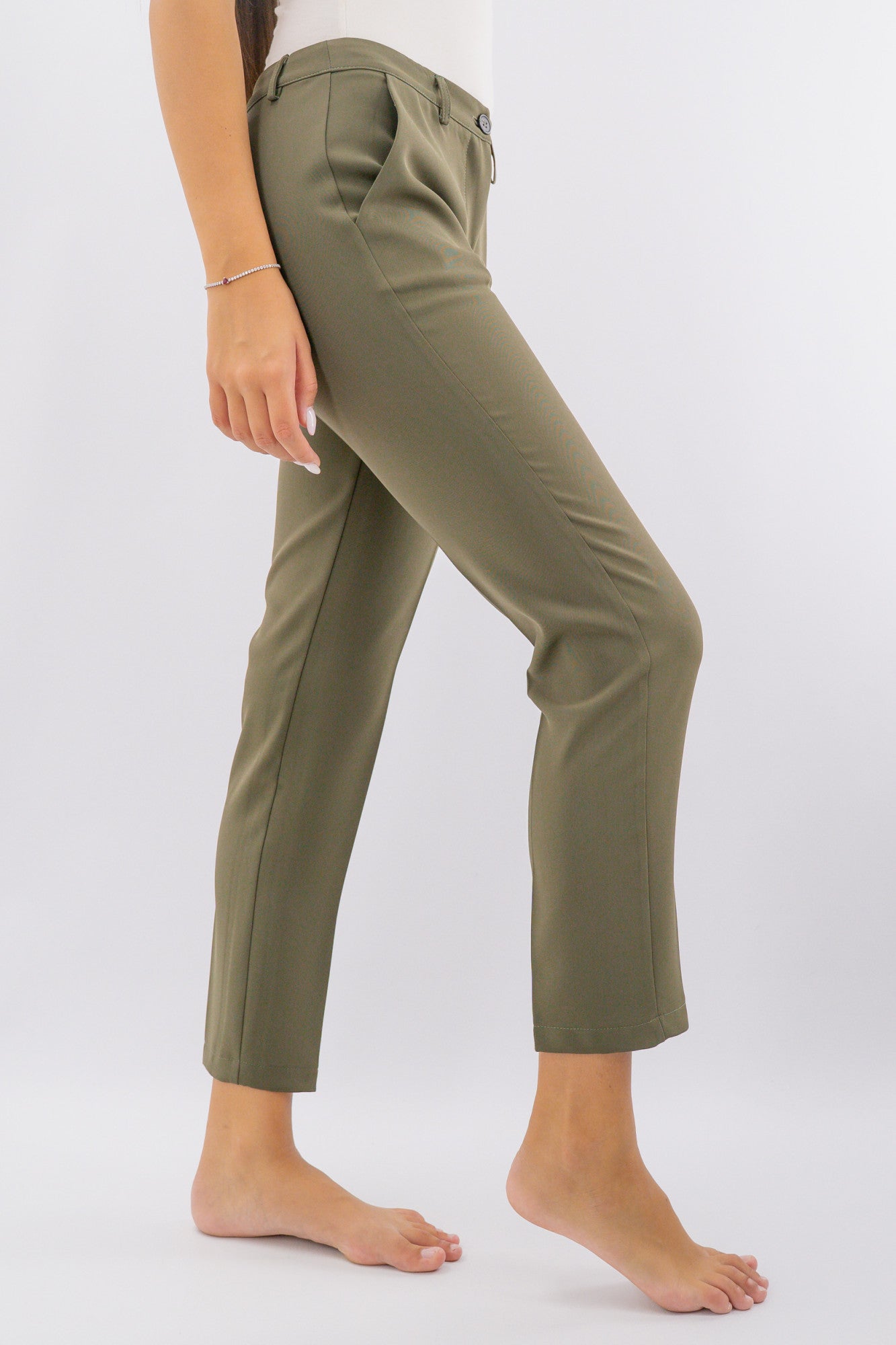 Pantalone gamba asciutta in tessuto fluido
