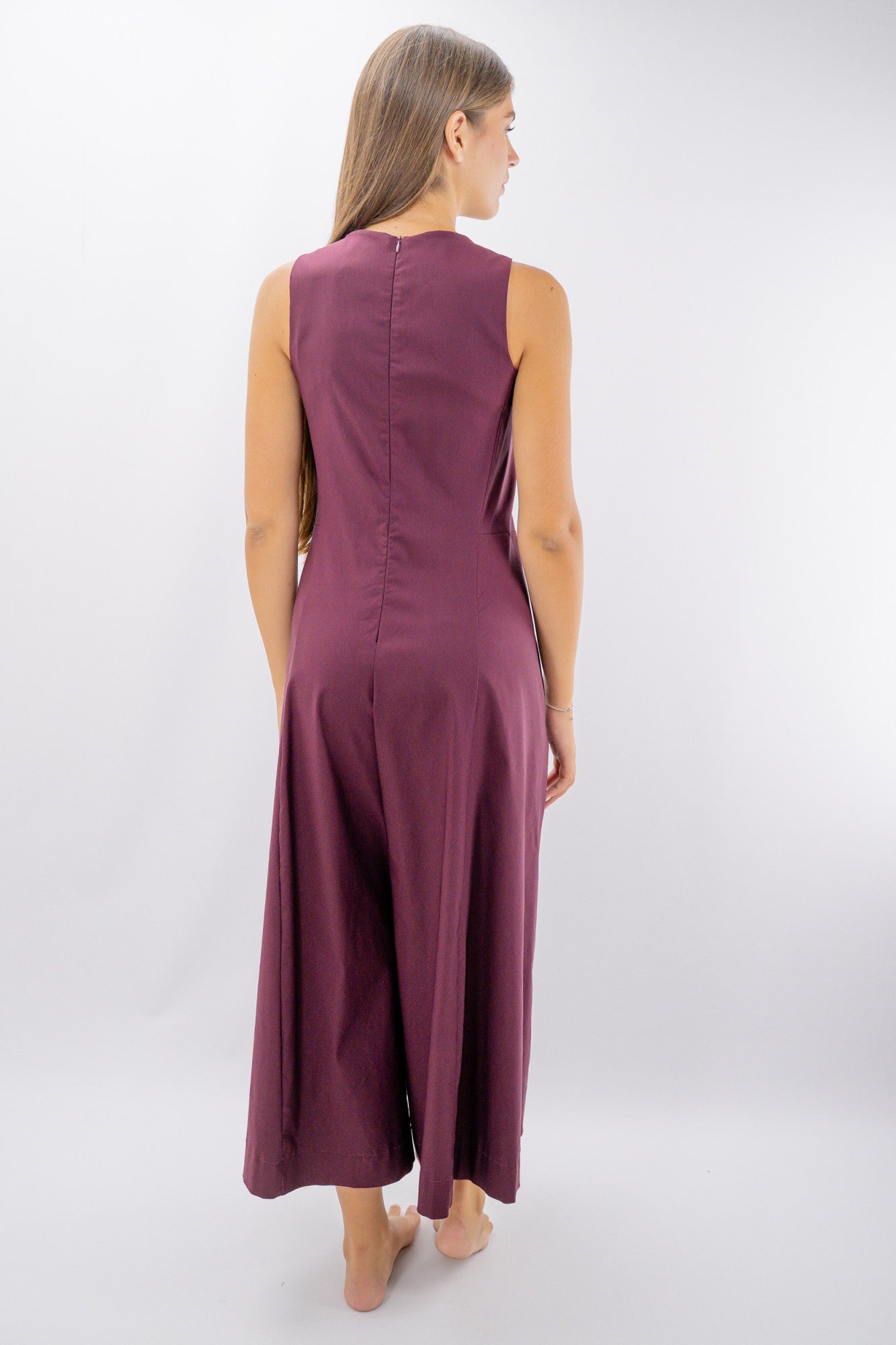 Tuta cropped a palazzo in texture elasticizzata