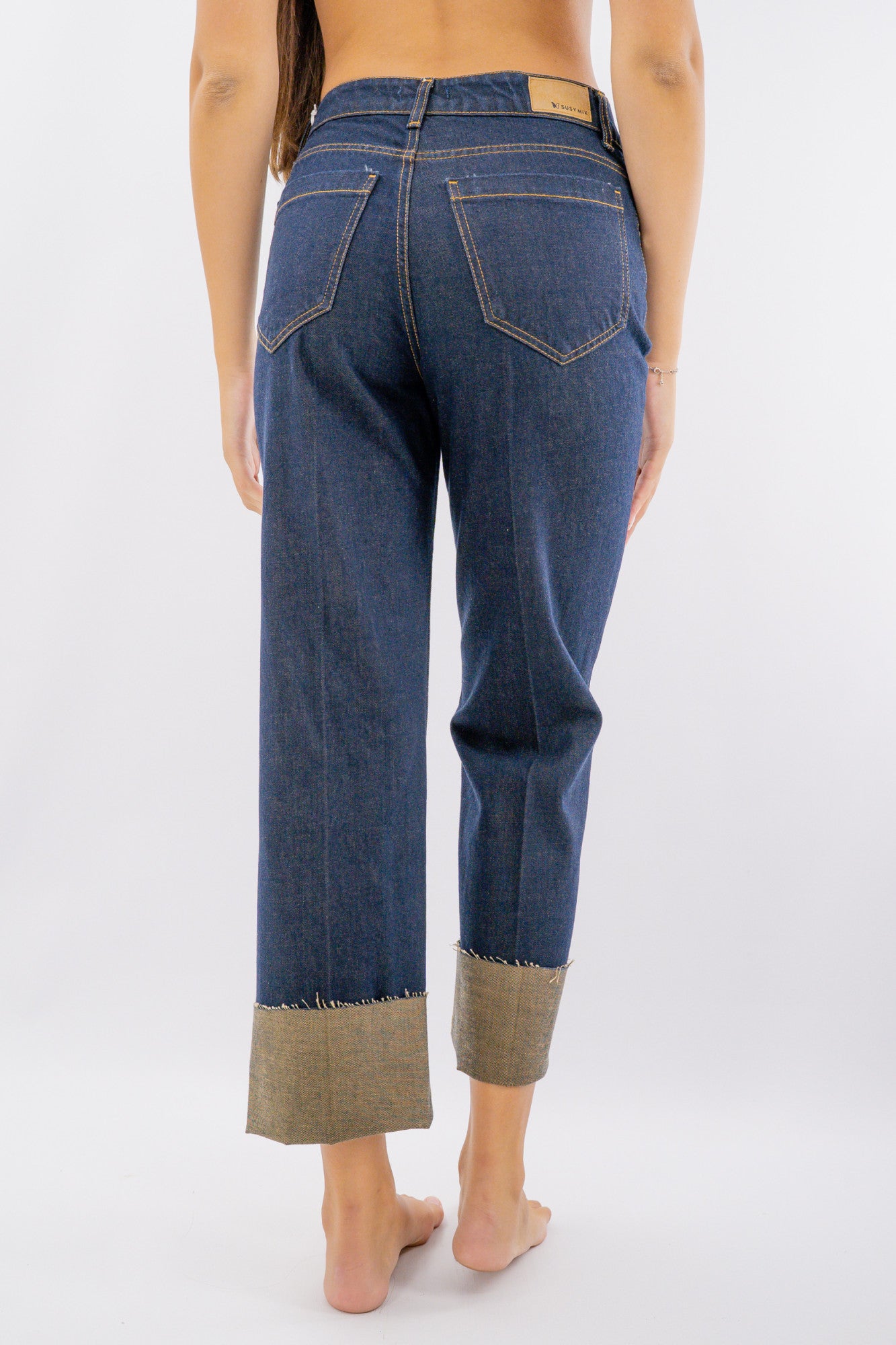 Jeans a palazzo con fondo risvoltabile