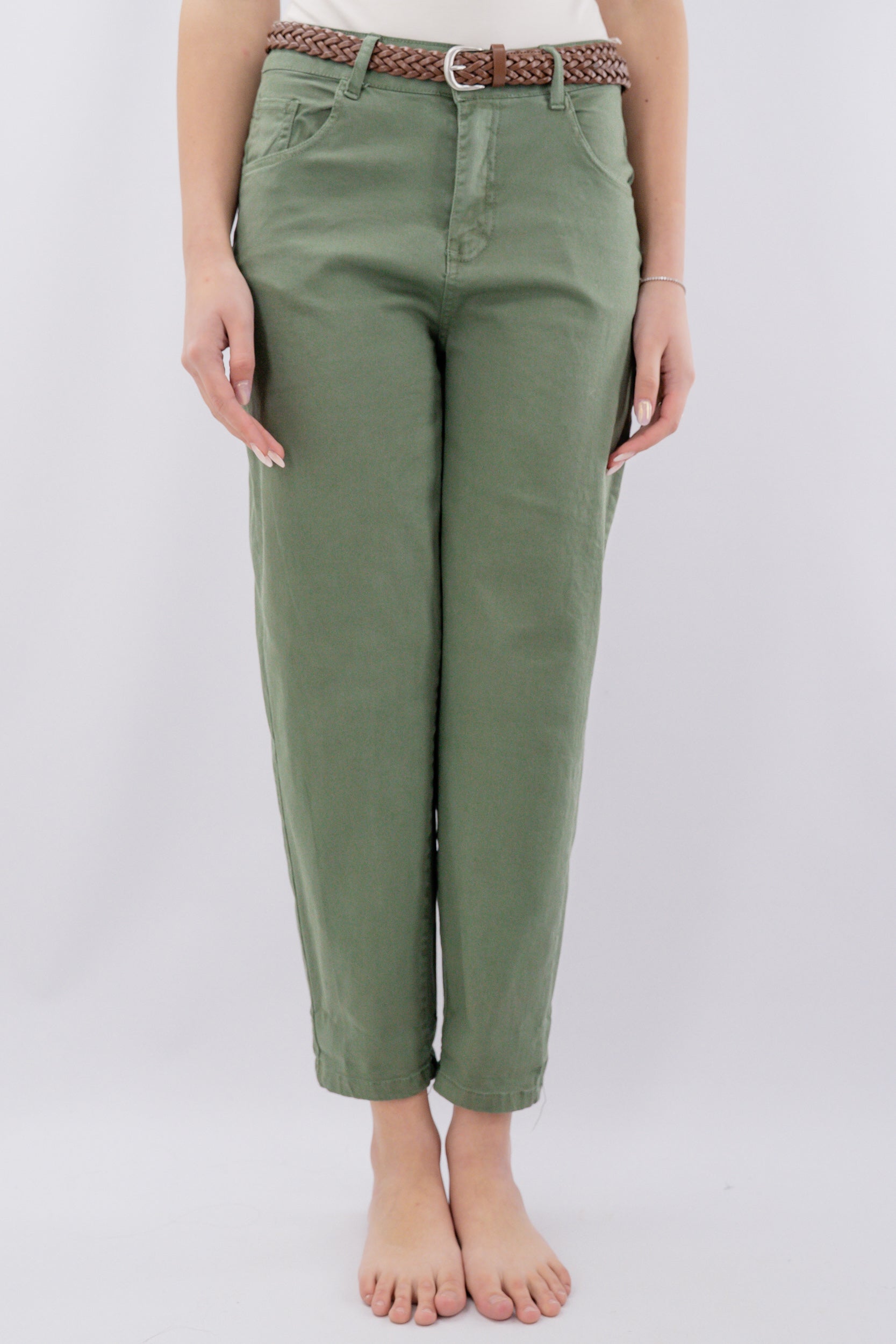 Pantalone ovetto in drill di cotone