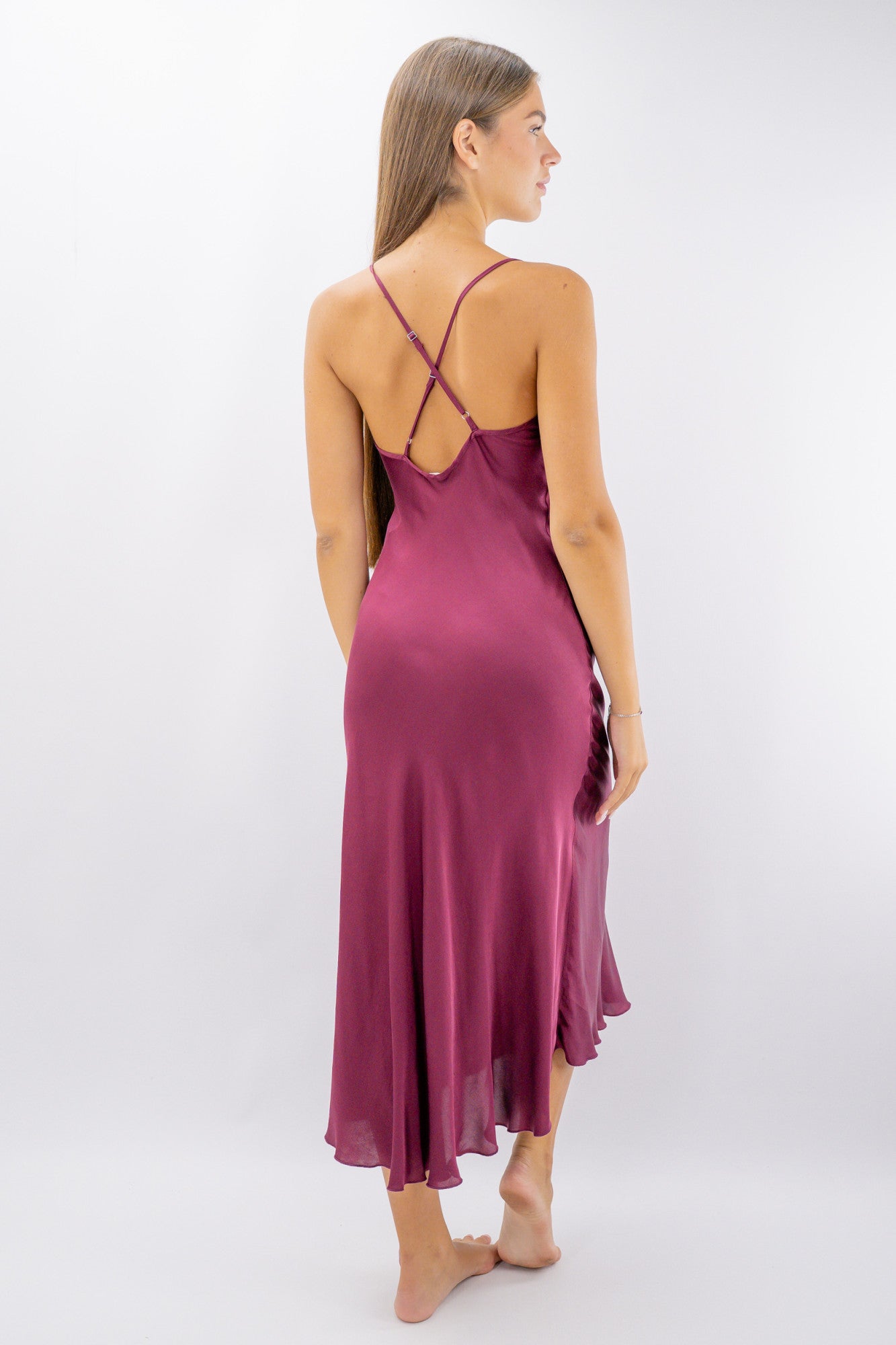 Slip dress in viscosa satinata