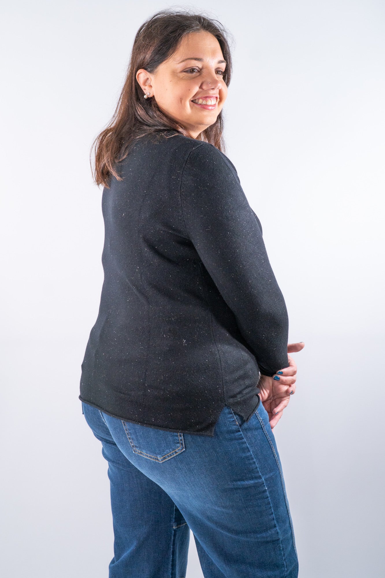 Girocollo over con tasche applicate