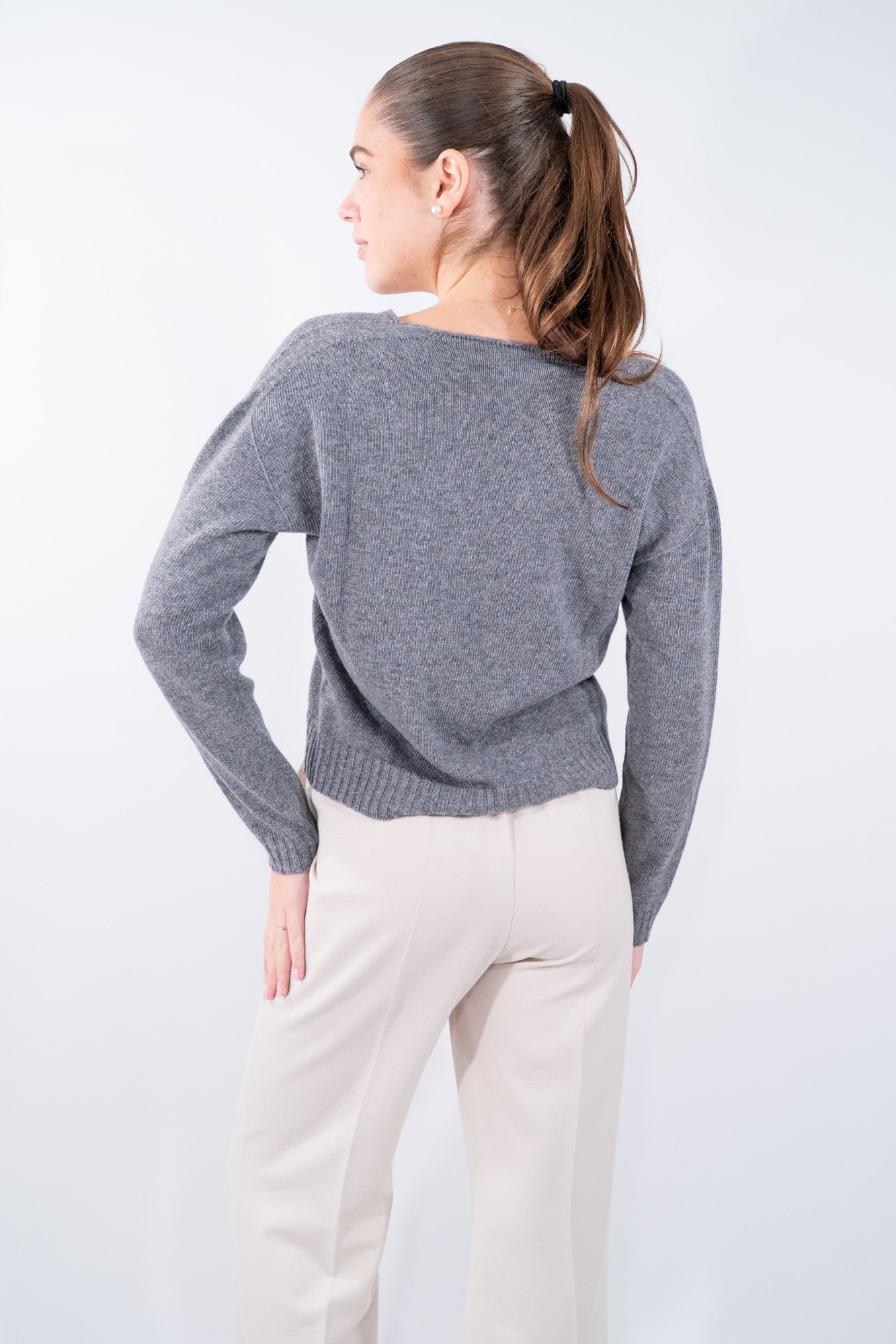 Maglia boxy con abbassamento a coste