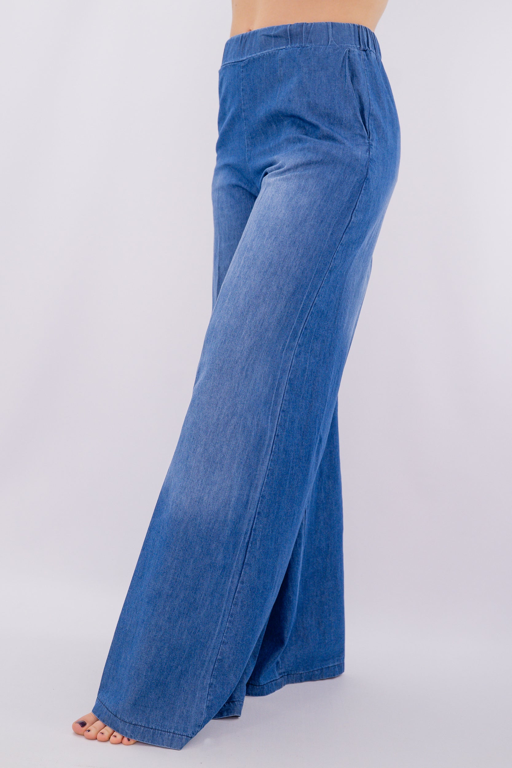 Pantalone palazzo in chambray di jeans
