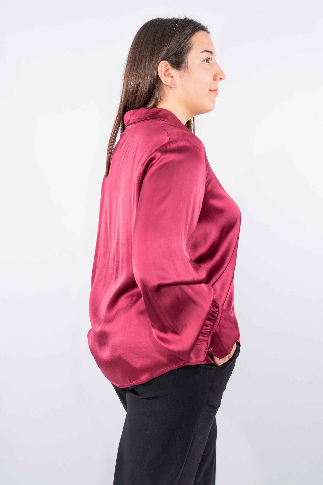 Camicia stretch oversize in viscosa satinata