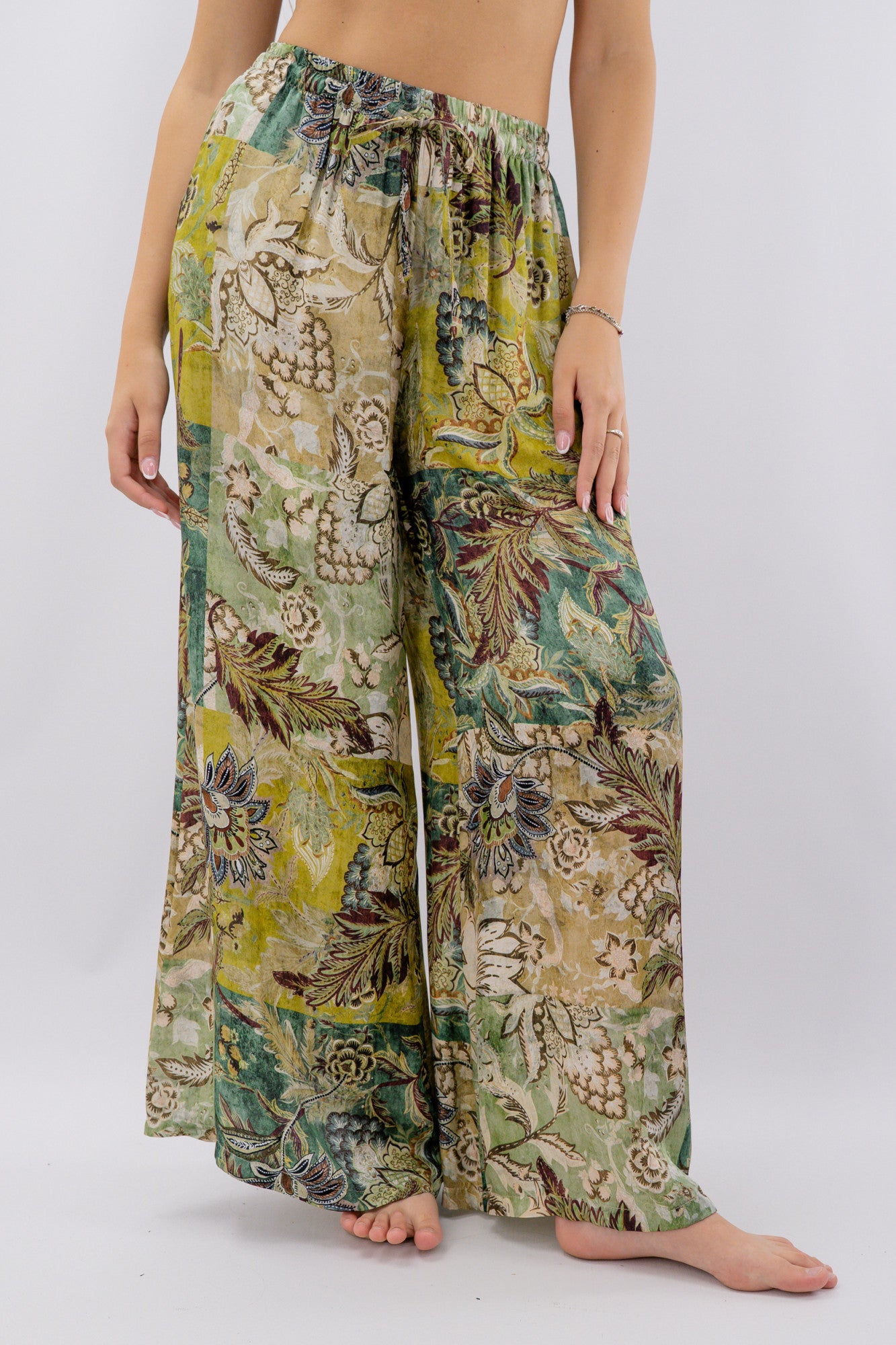 Pantalone a palazzo in fantasia floreale