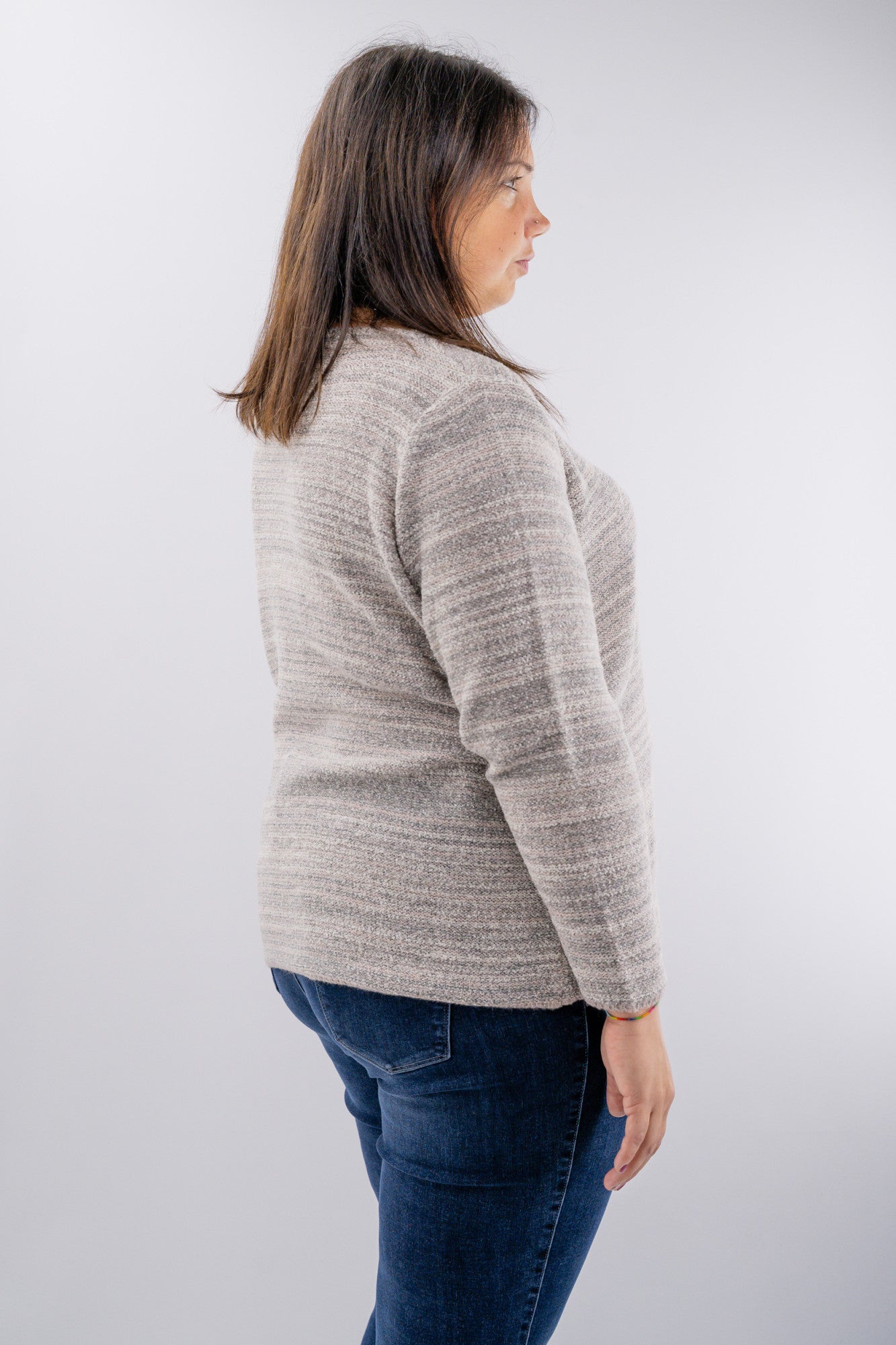 Maglione in filato mélange rigato con lurex