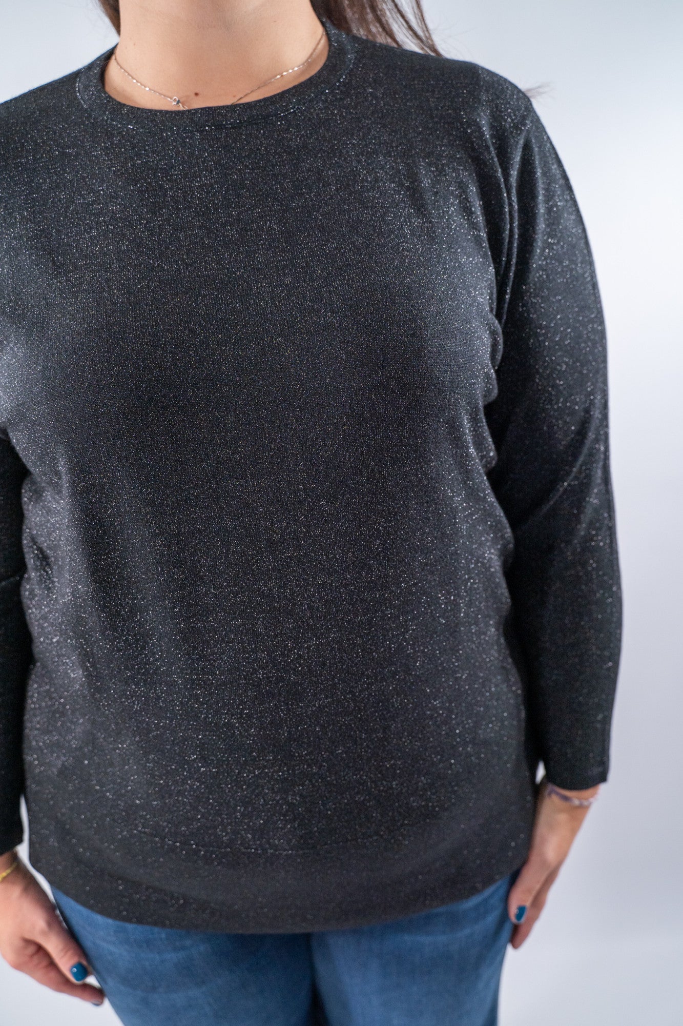 Girocollo over con filati lurex