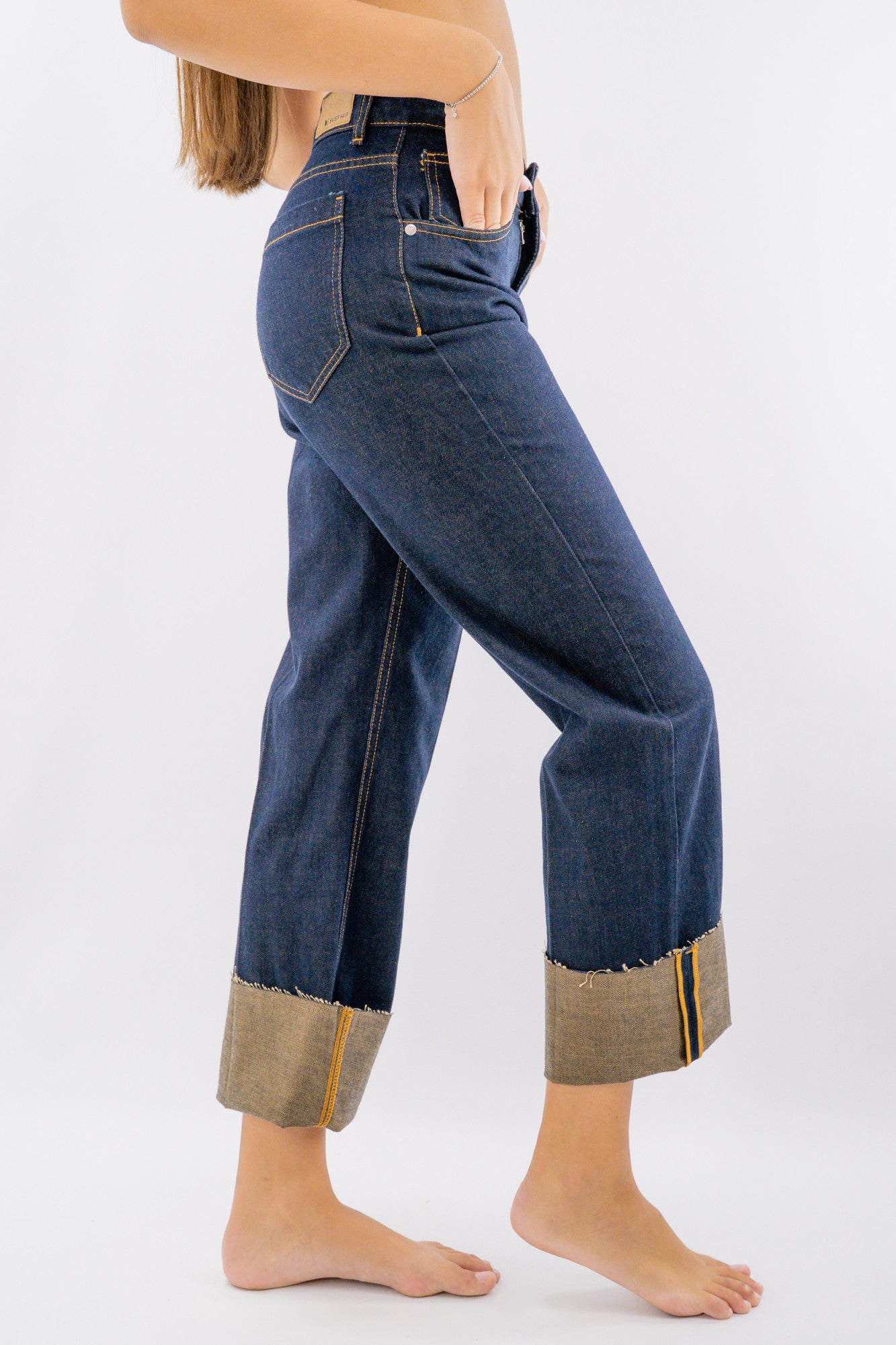 Jeans a palazzo con fondo risvoltabile