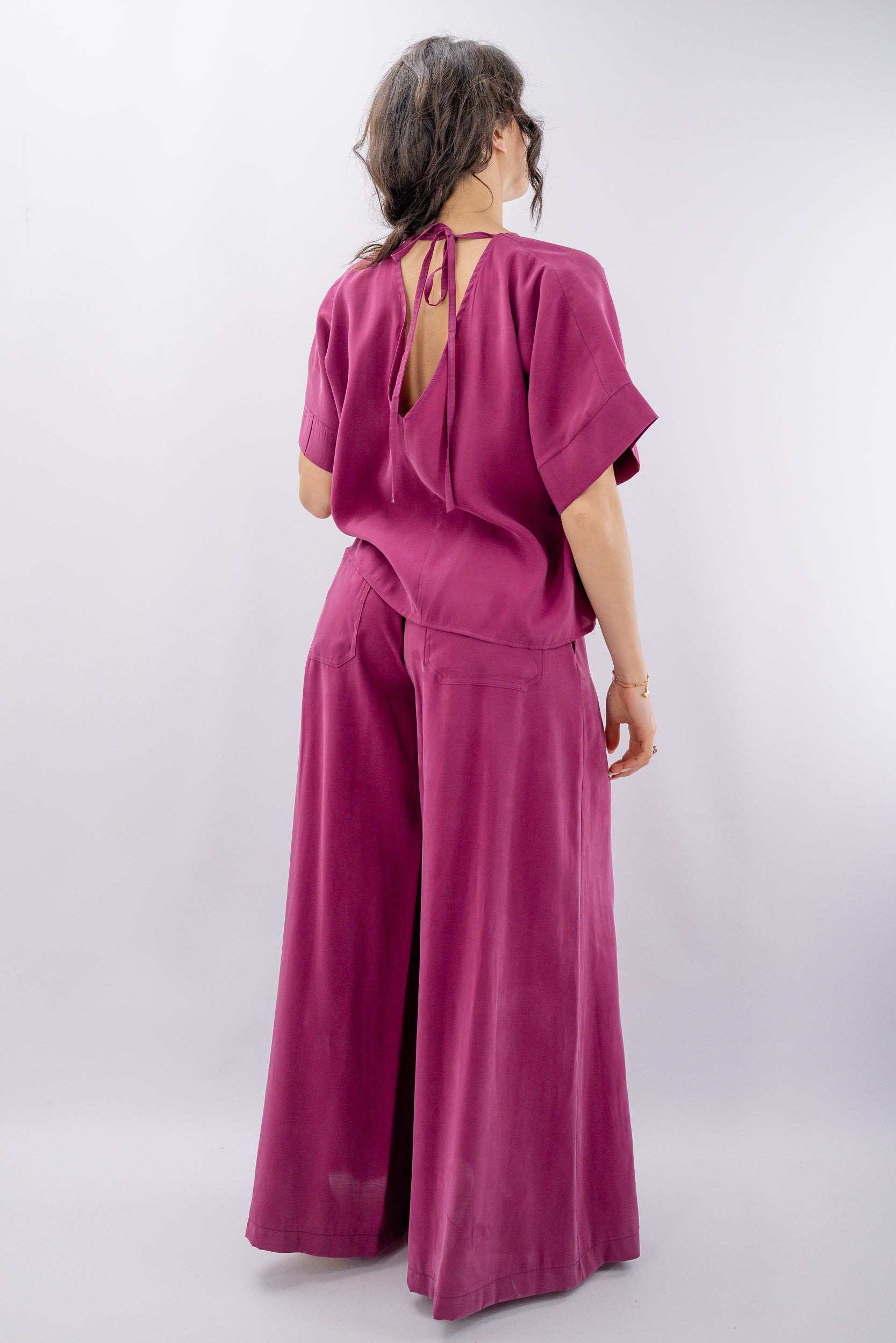 Set coordinato: blusa e pantalone fluidi in misto modal