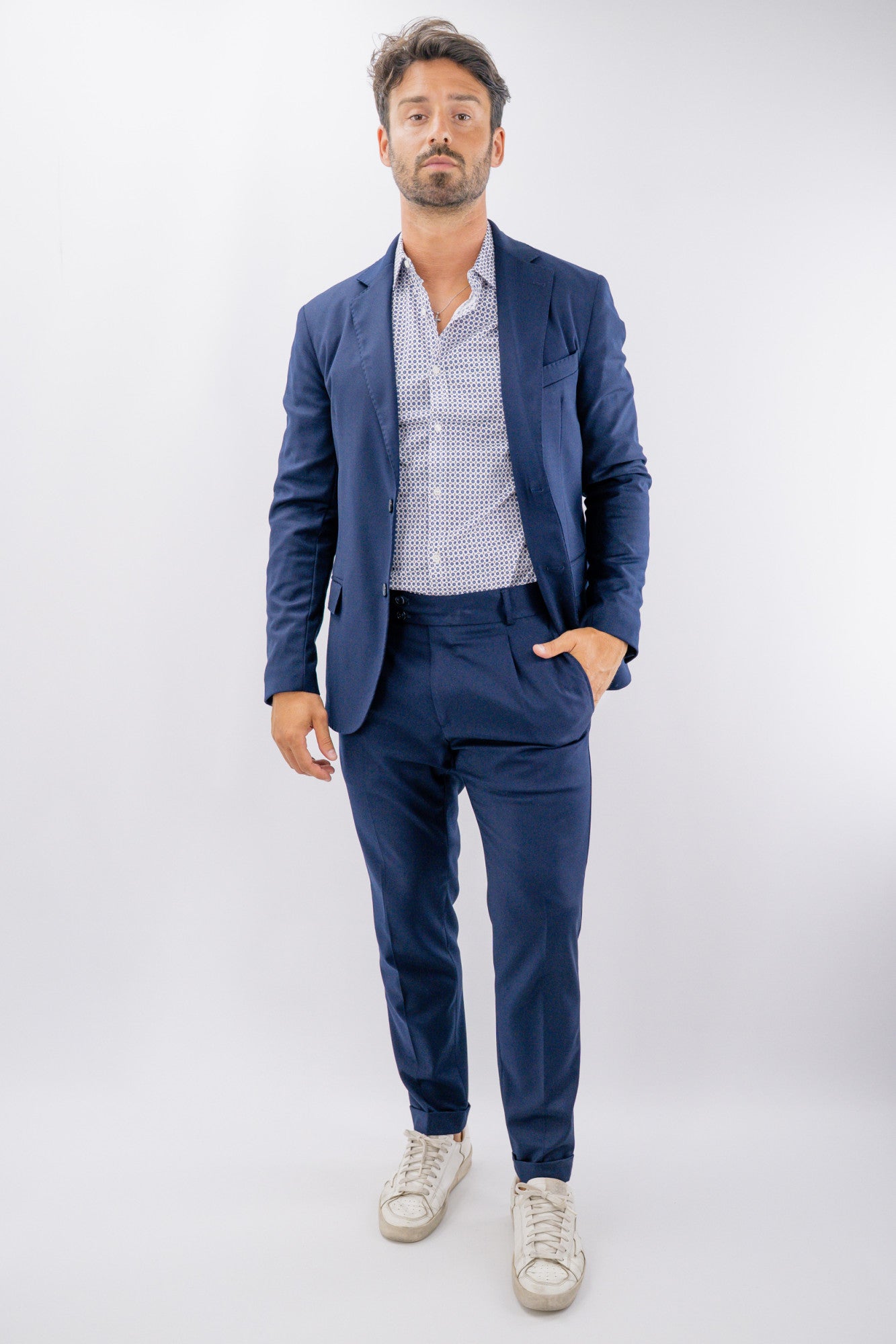 Camicia a maniche lunghe con micro motivo geometrico