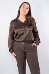 Camicia stretch oversize in viscosa satinata