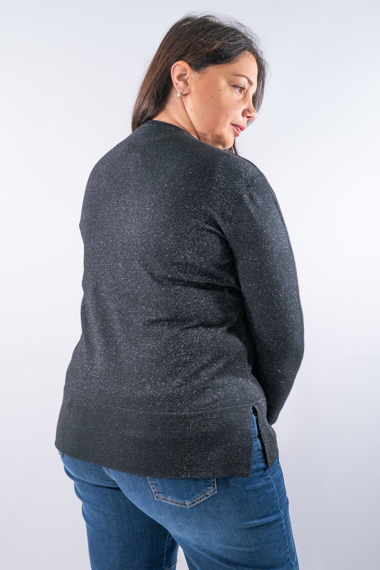 Girocollo over con filati lurex