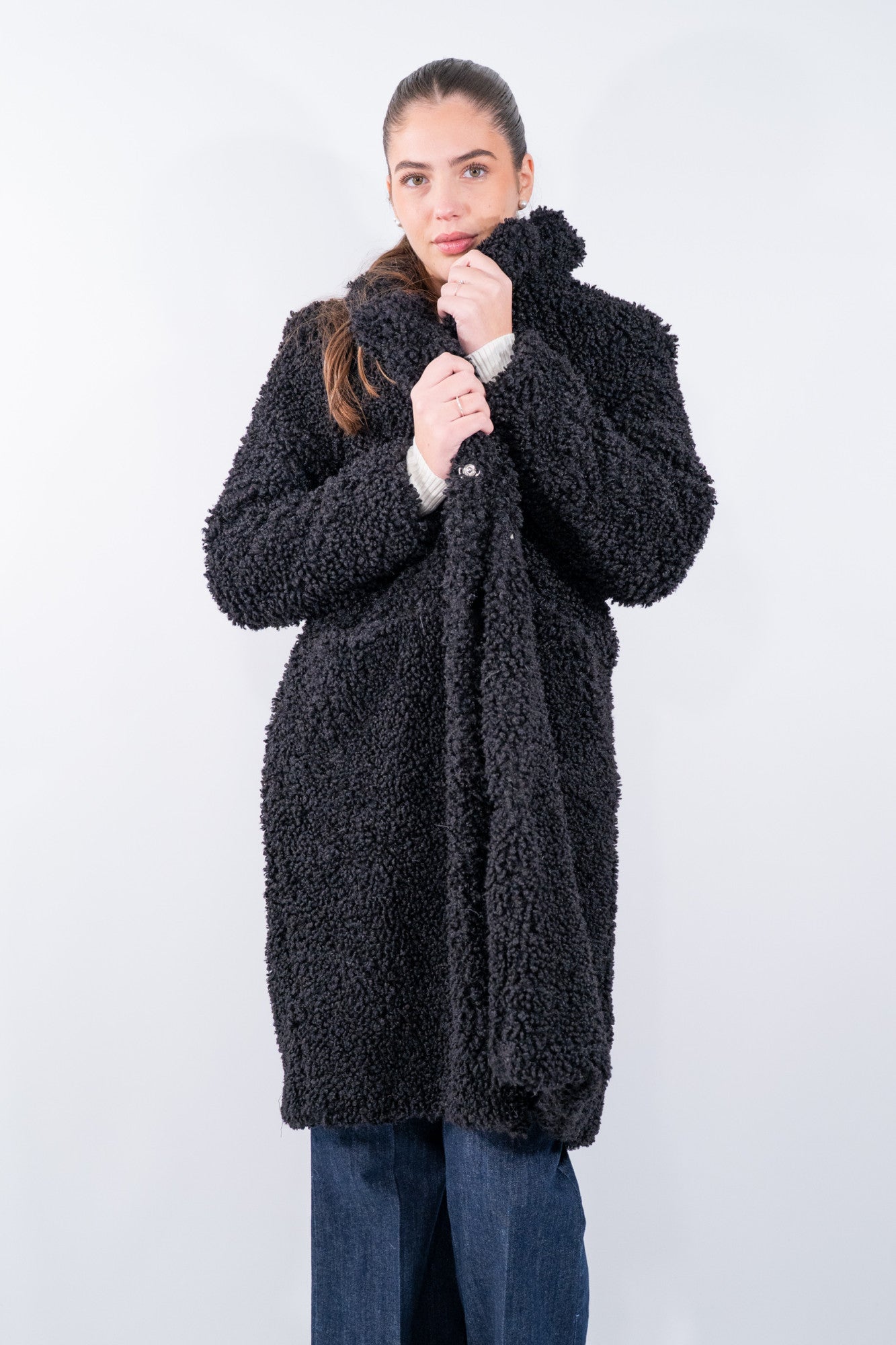 Cappotto teddy  con collo avvolgente