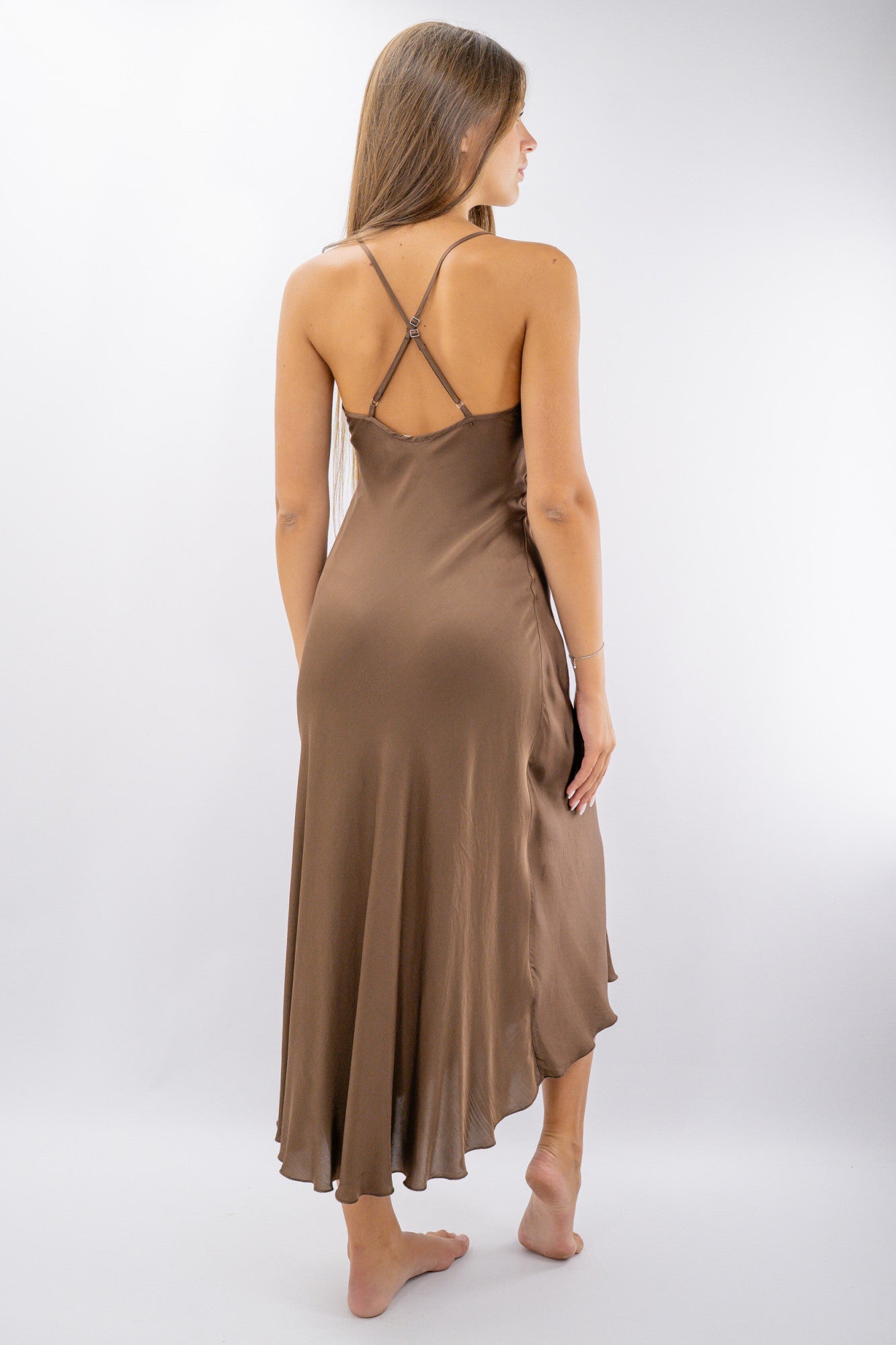 Slip dress in viscosa satinata