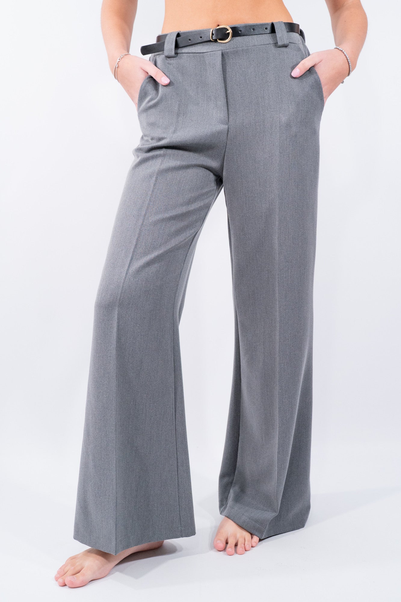 Pantalone sartoriale con elastico e cintura in vita