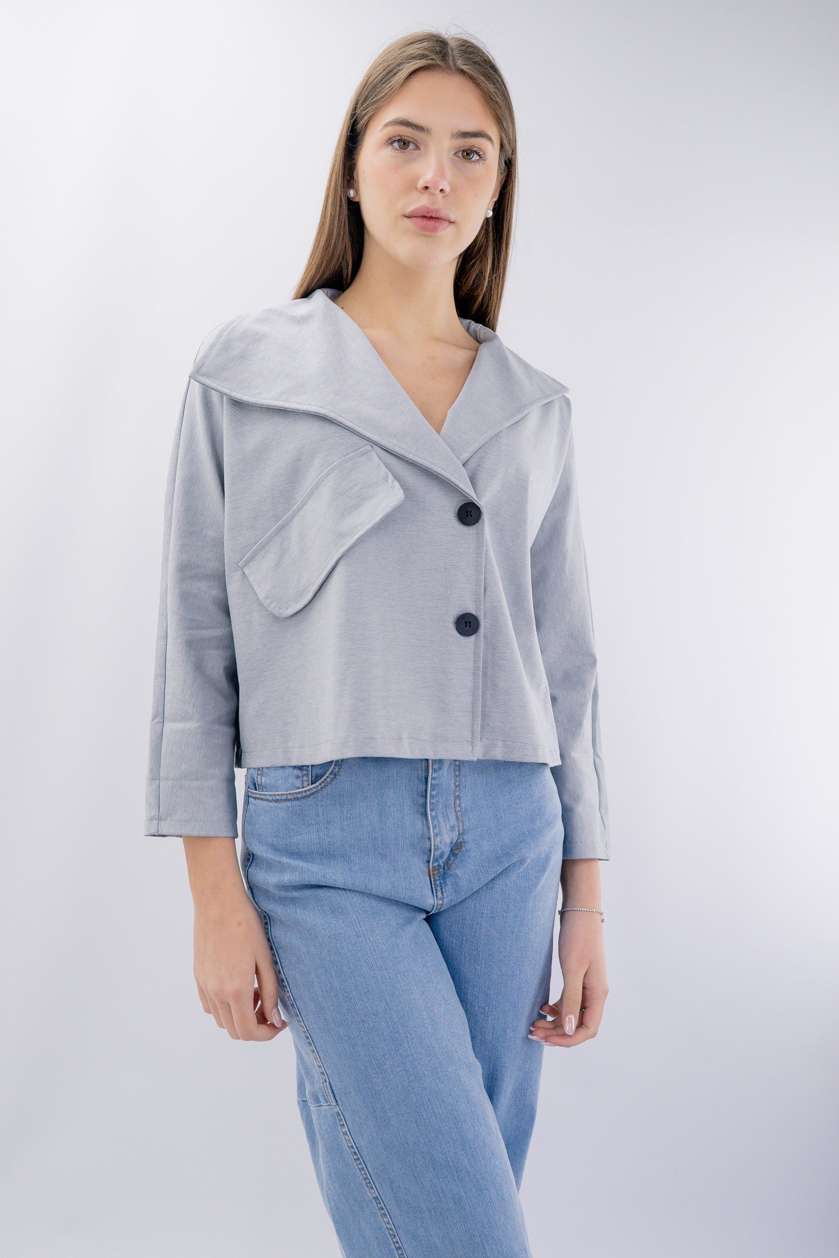 Blazer in punto Milano con revers ampi