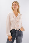 Camicia in viscosa satinata con rouches