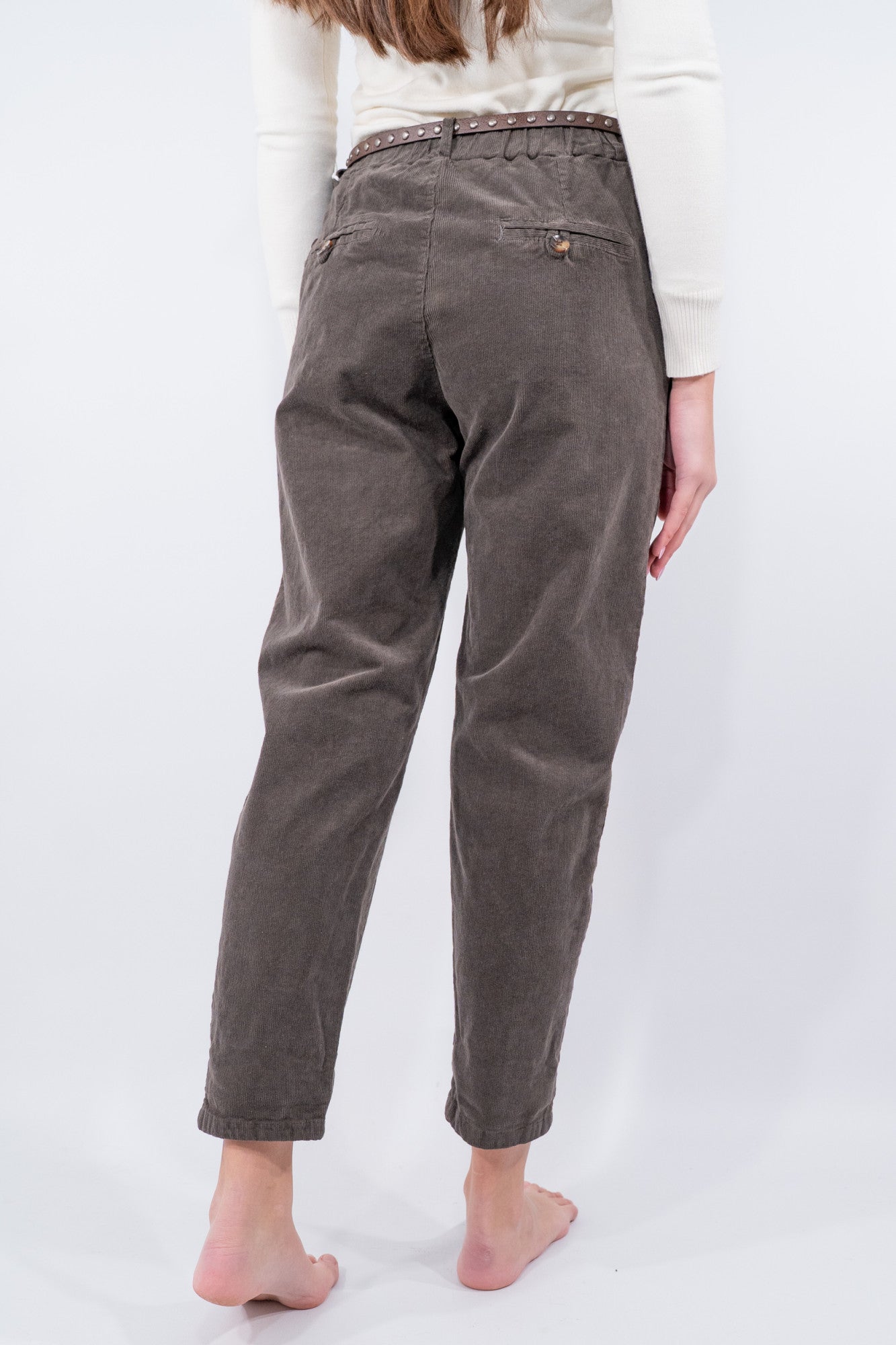 Pantalone in velluto a coste con cintura