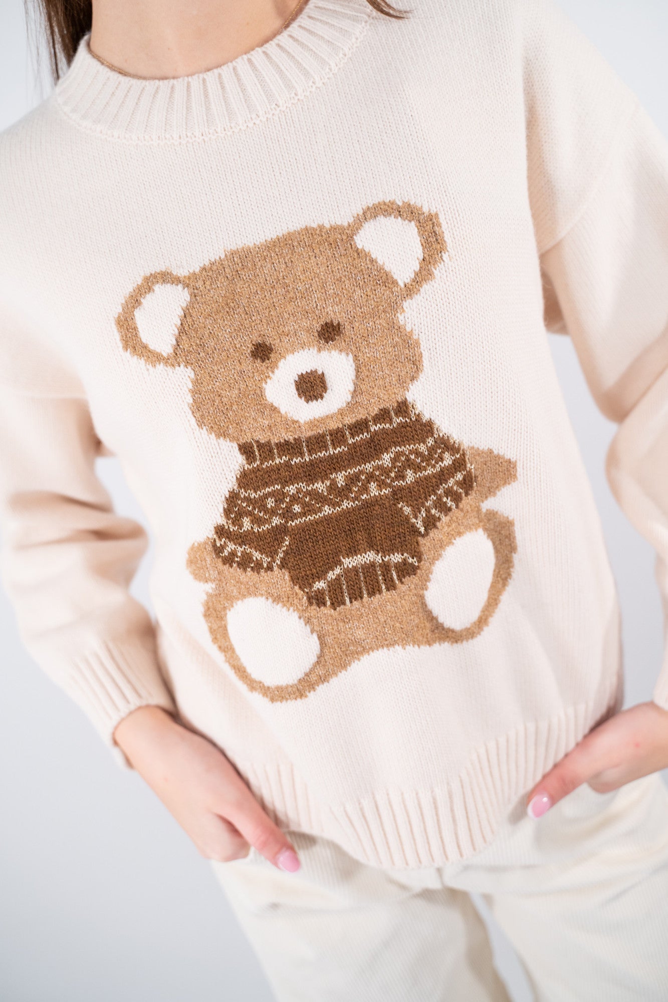 Maglia girocollo con motivo orsetto