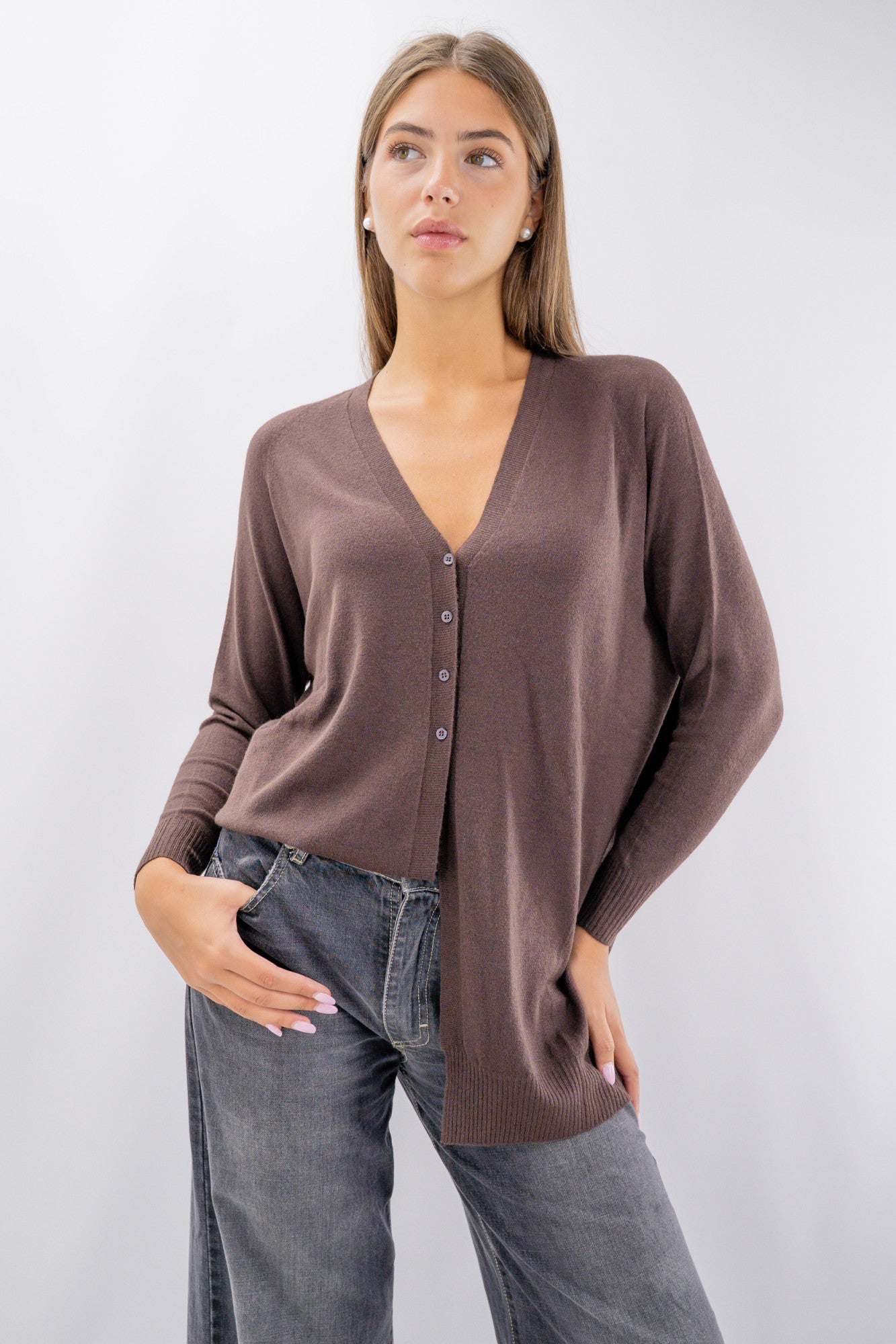 Cardigan lungo con bottoncini