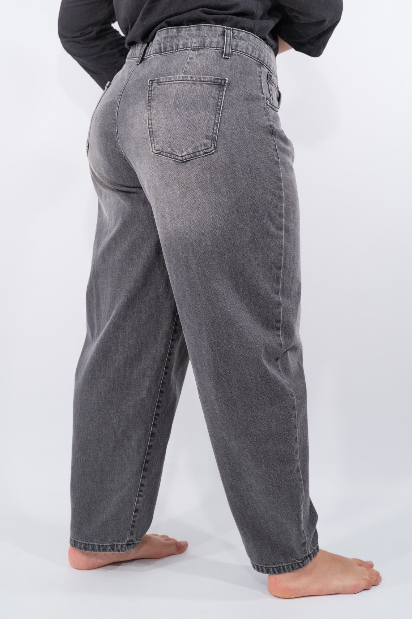 Jeans in puro cotone mom fit con lavaggio vintage