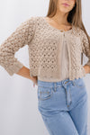 Cardigan cropped in crochet