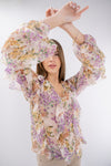 Camicia fantasia floreale con rouches