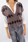 Gilet collo a vi a rombi