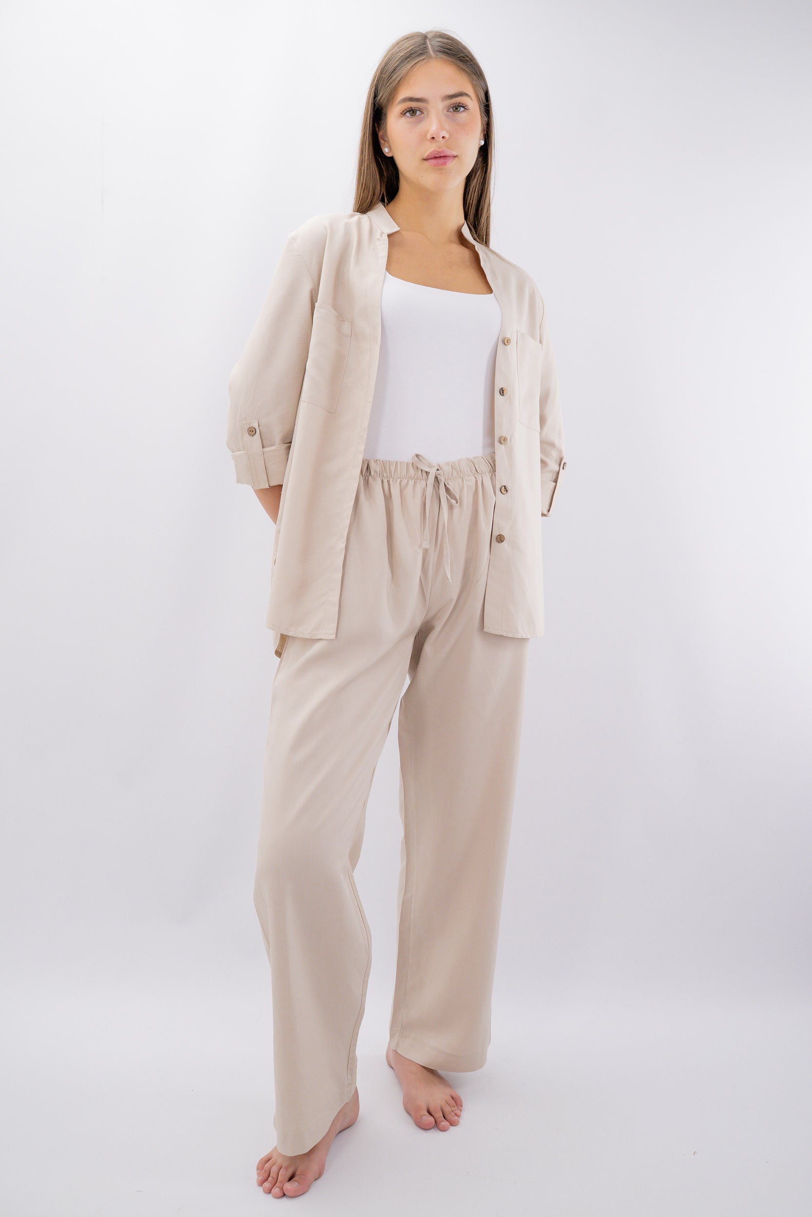 Camicia con manica 3/4 in lino