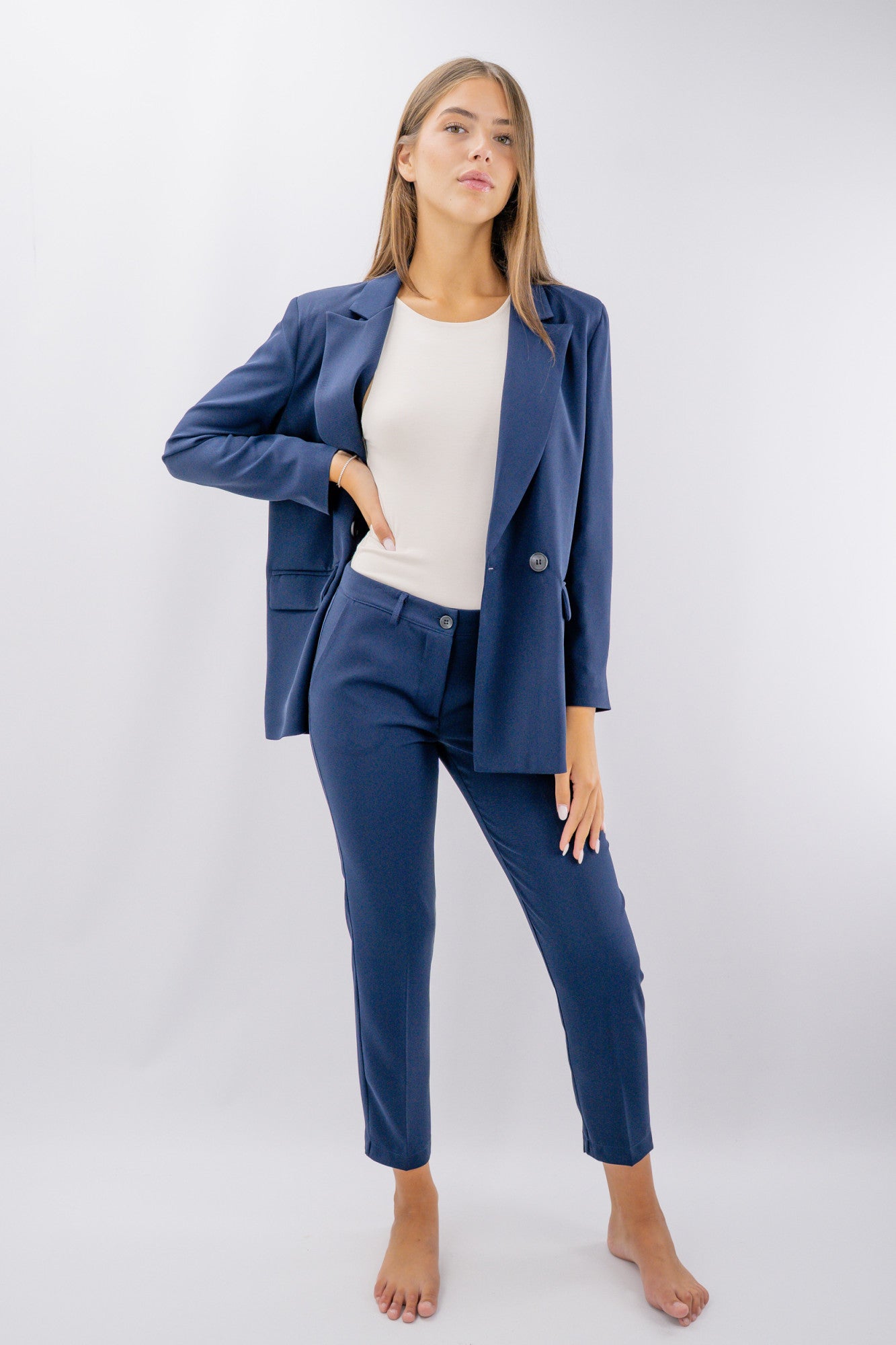 Blazer monopetto in tessuto fluido