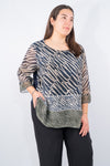 Blusa oversize con fantasia astratta