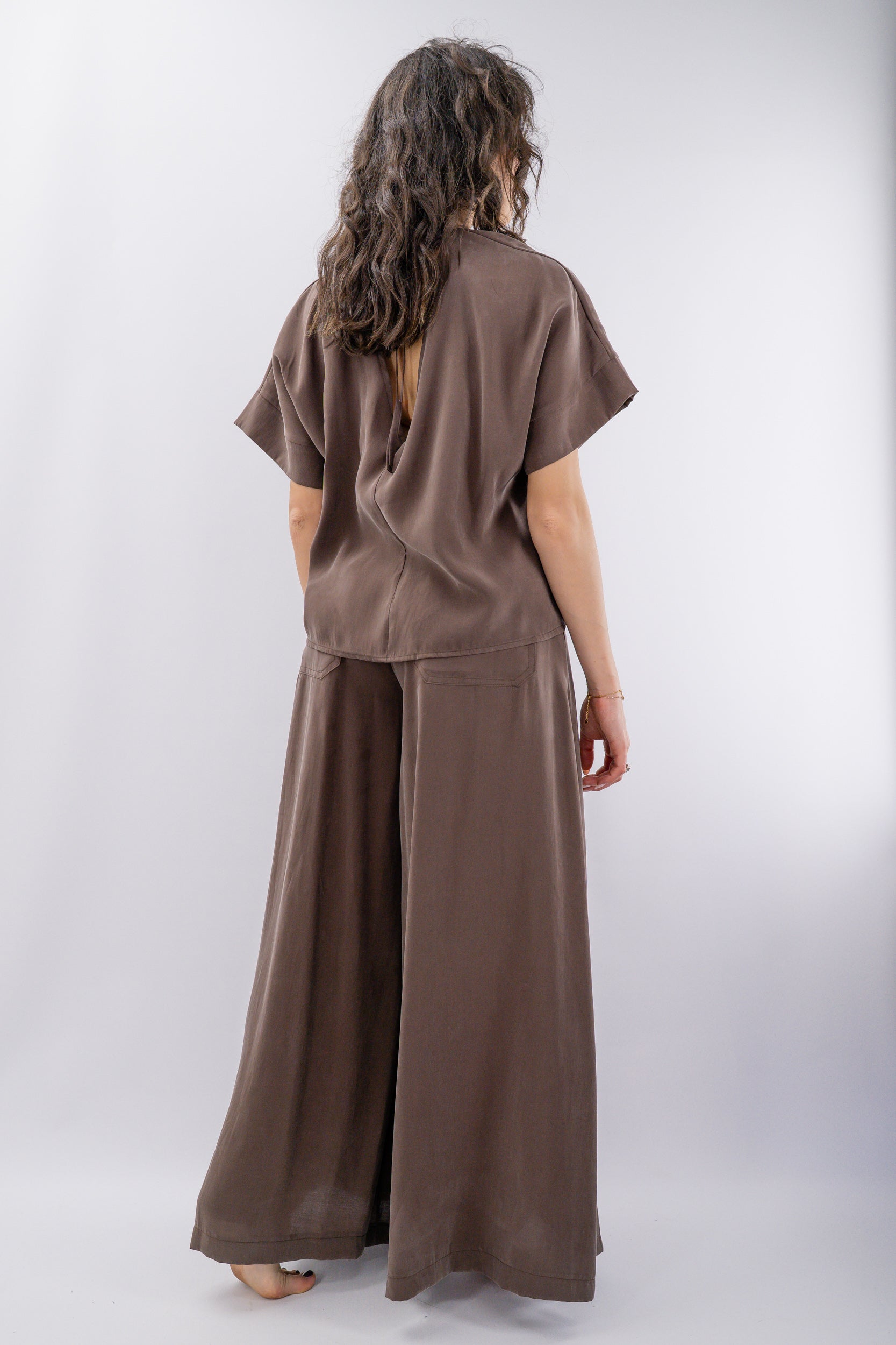 Set coordinato: blusa e pantalone fluidi in misto modal