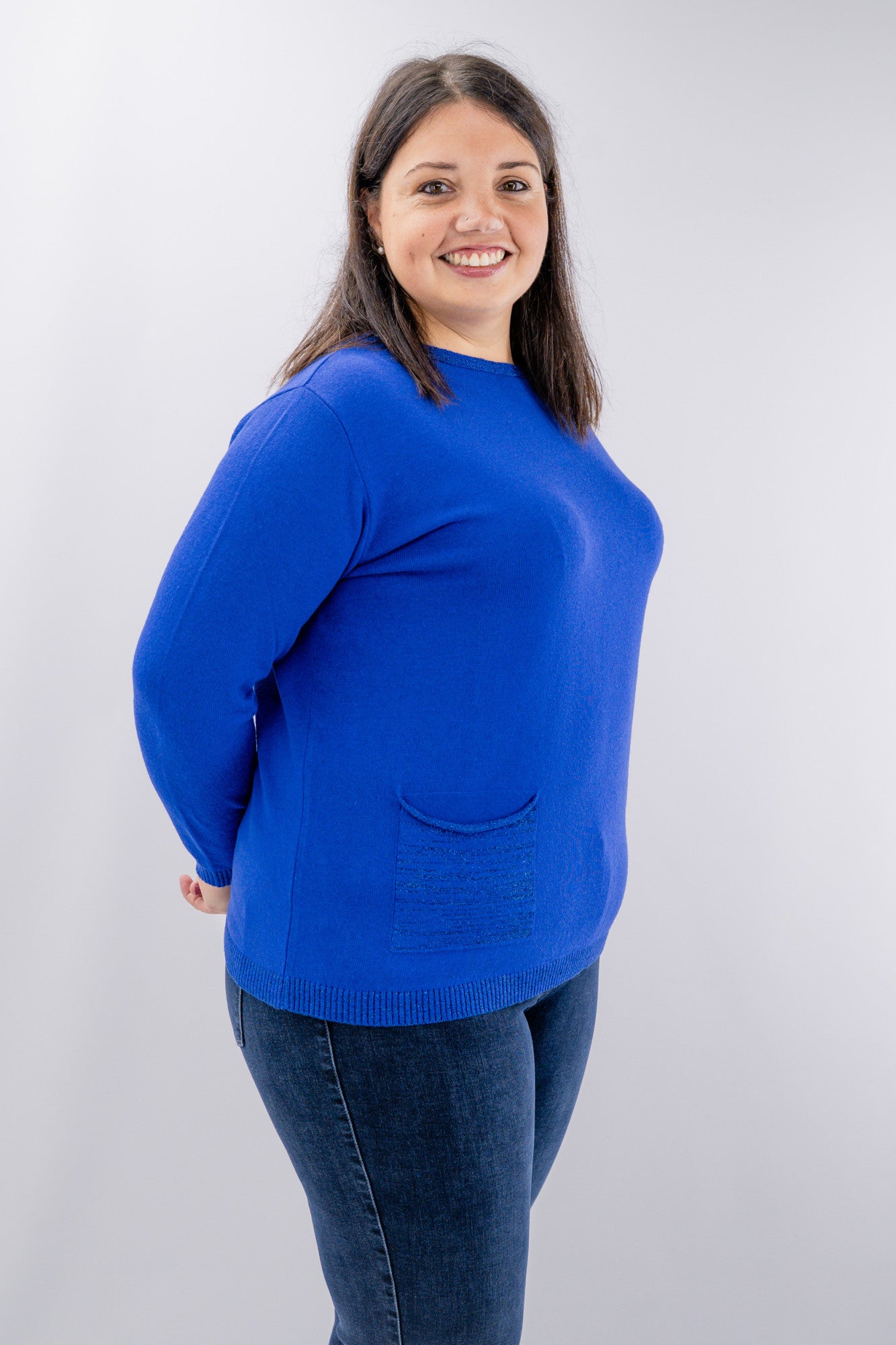 Maglia over con tasca e profili luminosi