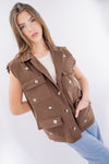 Gilet in cotone pesante con strass