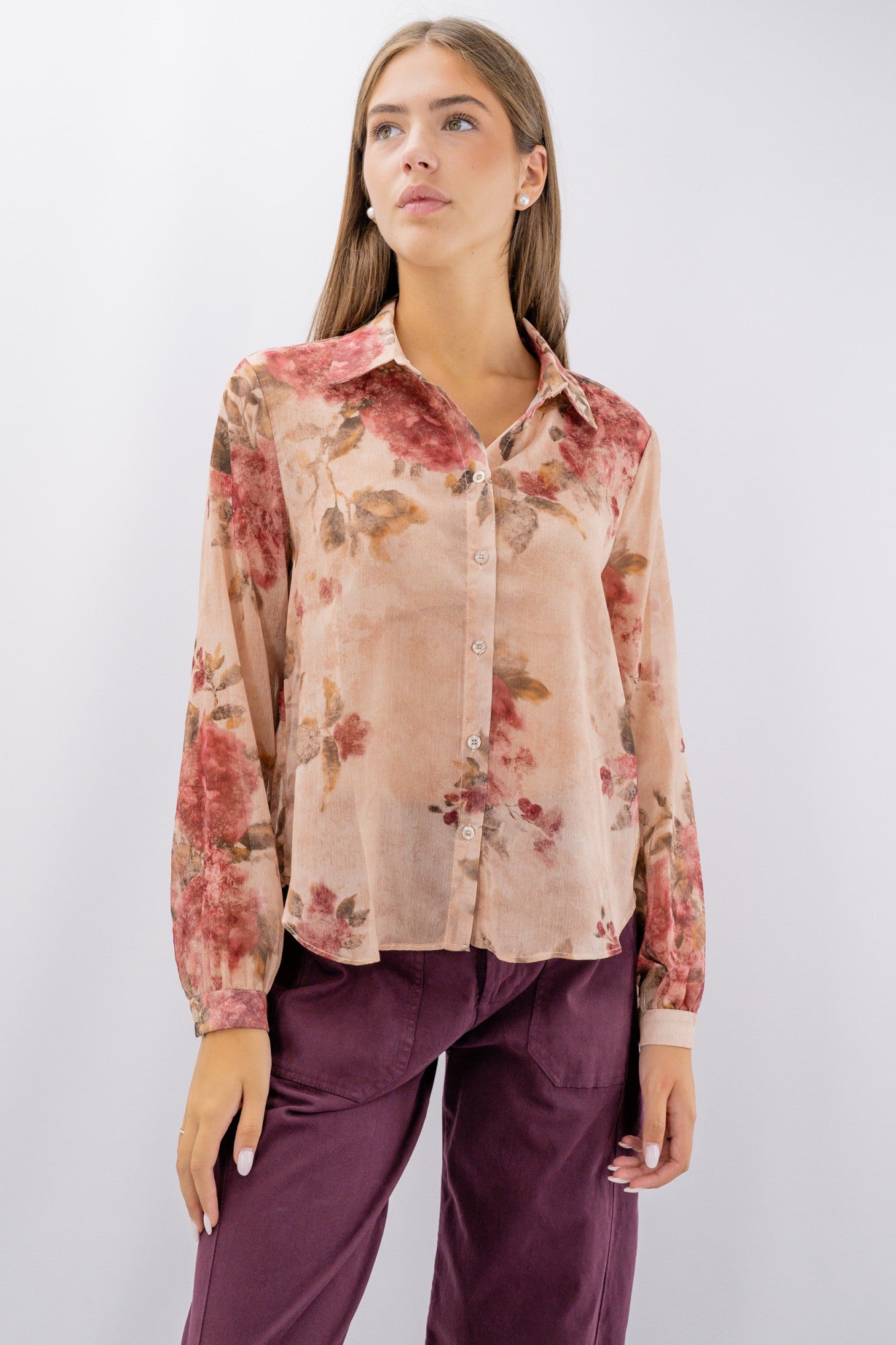Camicia in georgette con stampa floreale