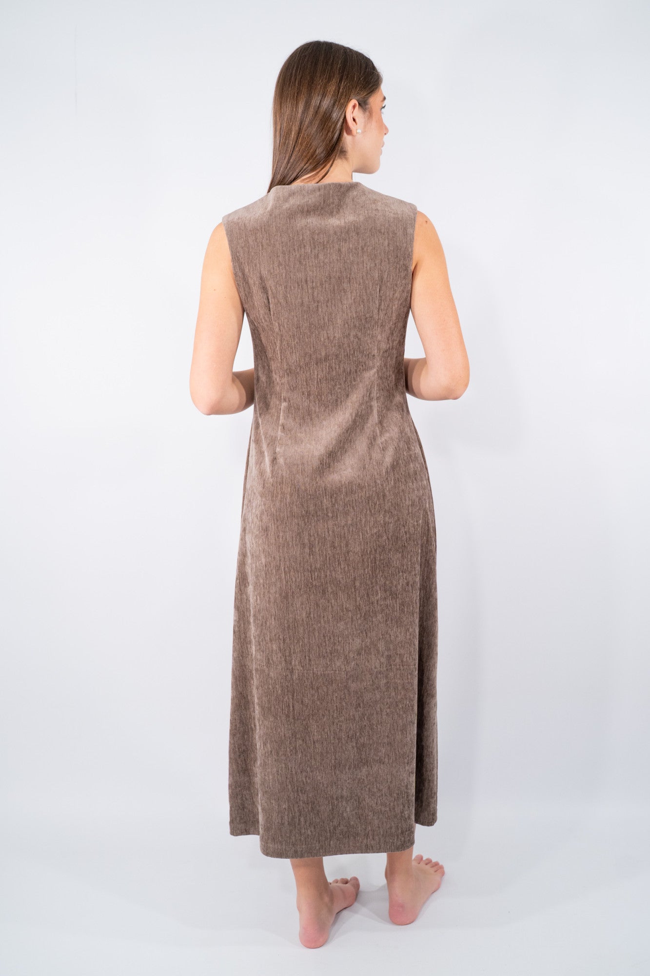 Abito lungo  velluto senza maniche