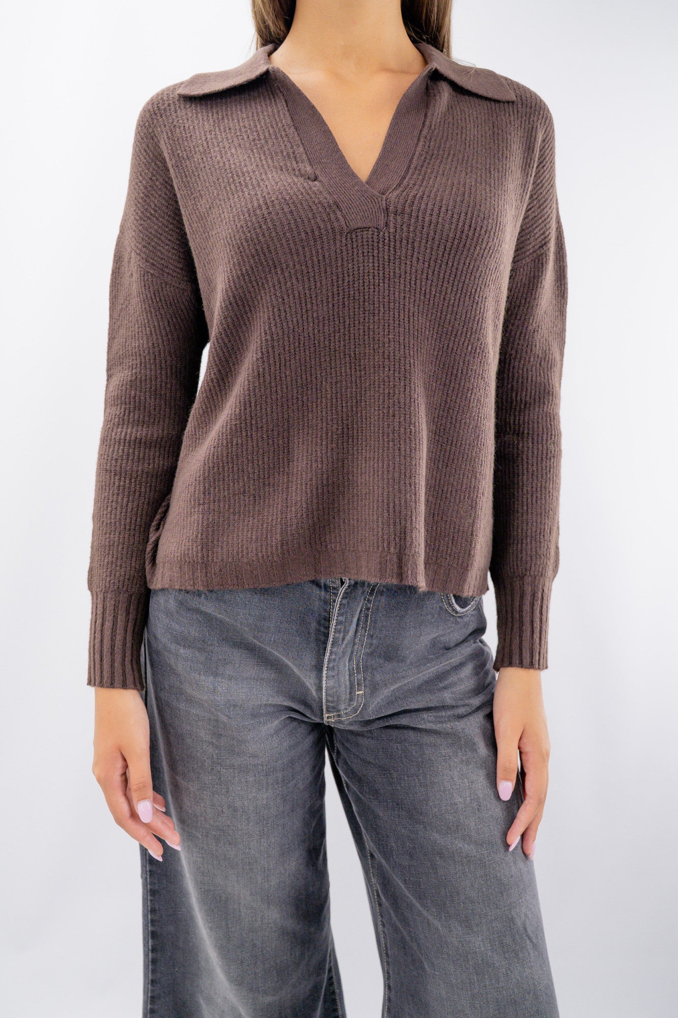Polo derby in maglia a costine