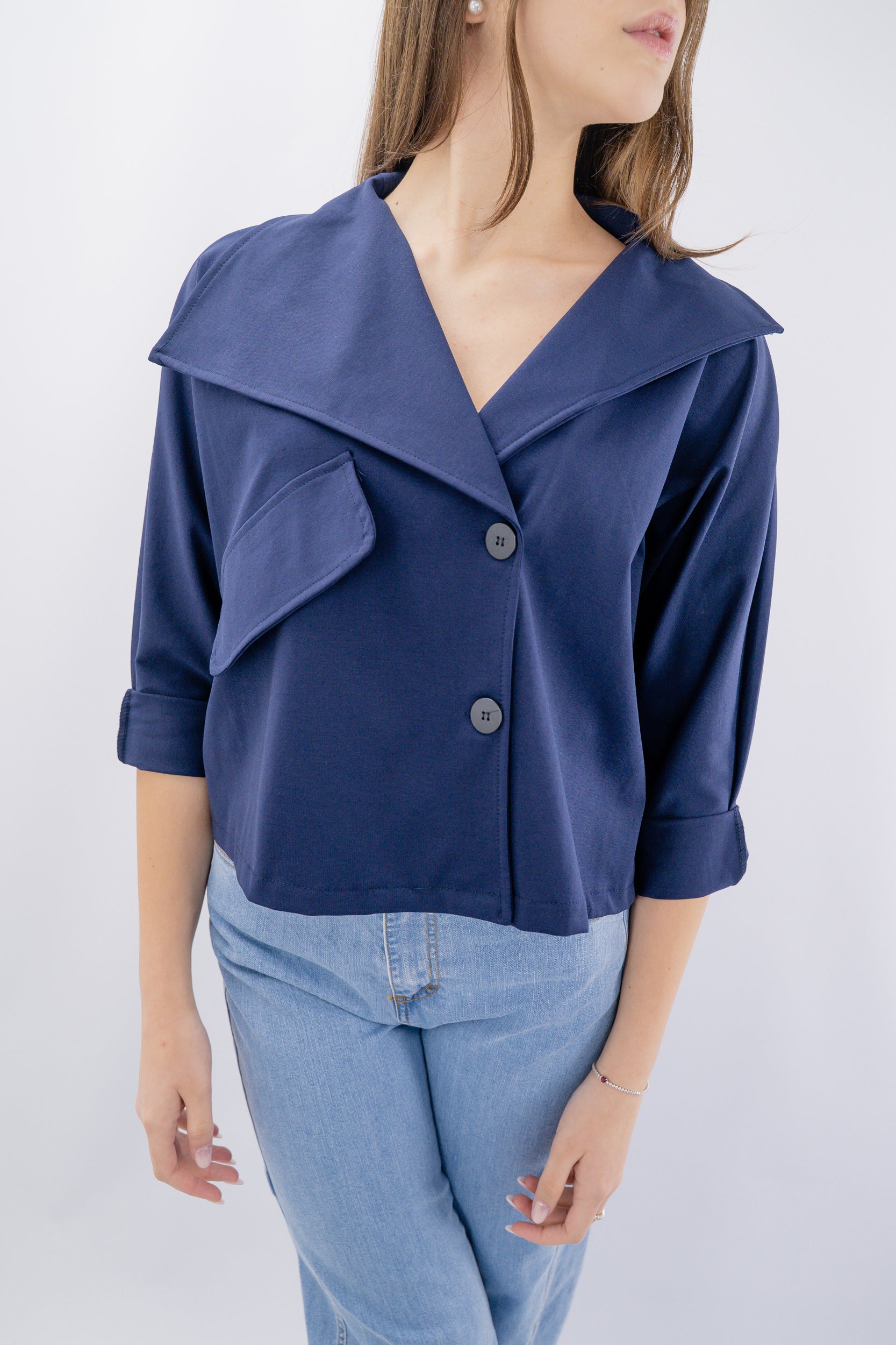 Blazer in punto Milano con revers ampi